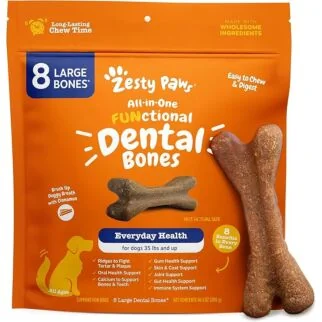 Zesty Paws 狗用多功能中型犬潔齒骨 8 大支 (10.1oz) - EXP 18-07-2026