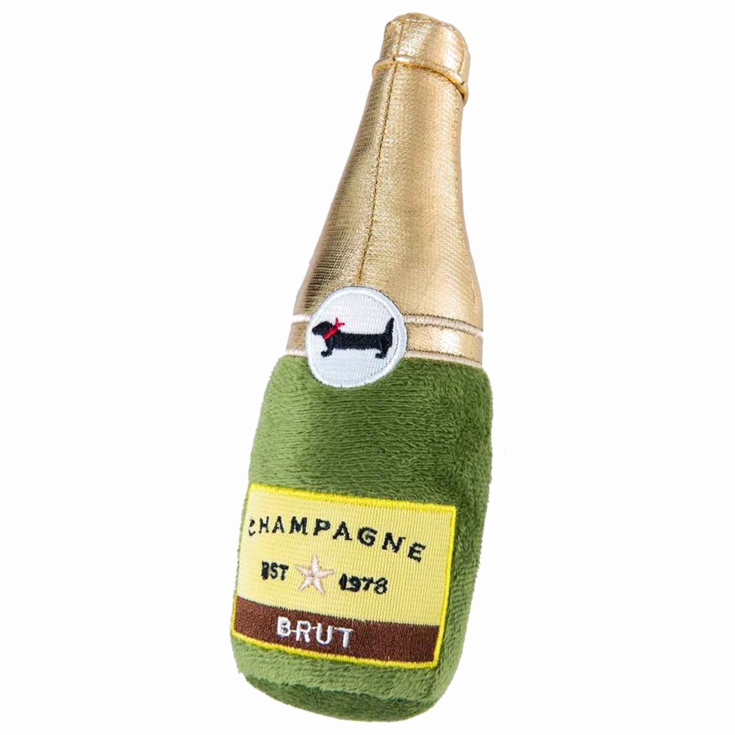 Doggie Goodie Dog Plush Toy With Squeaker - Champagne