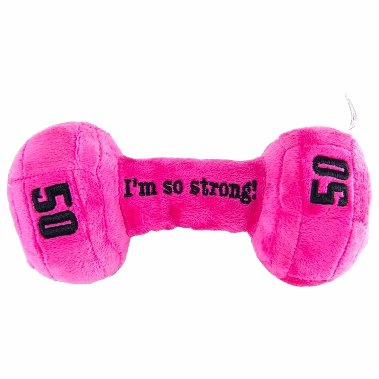 Doggie Goodie Dog Plush Toy With Squeaker - Dumbbell