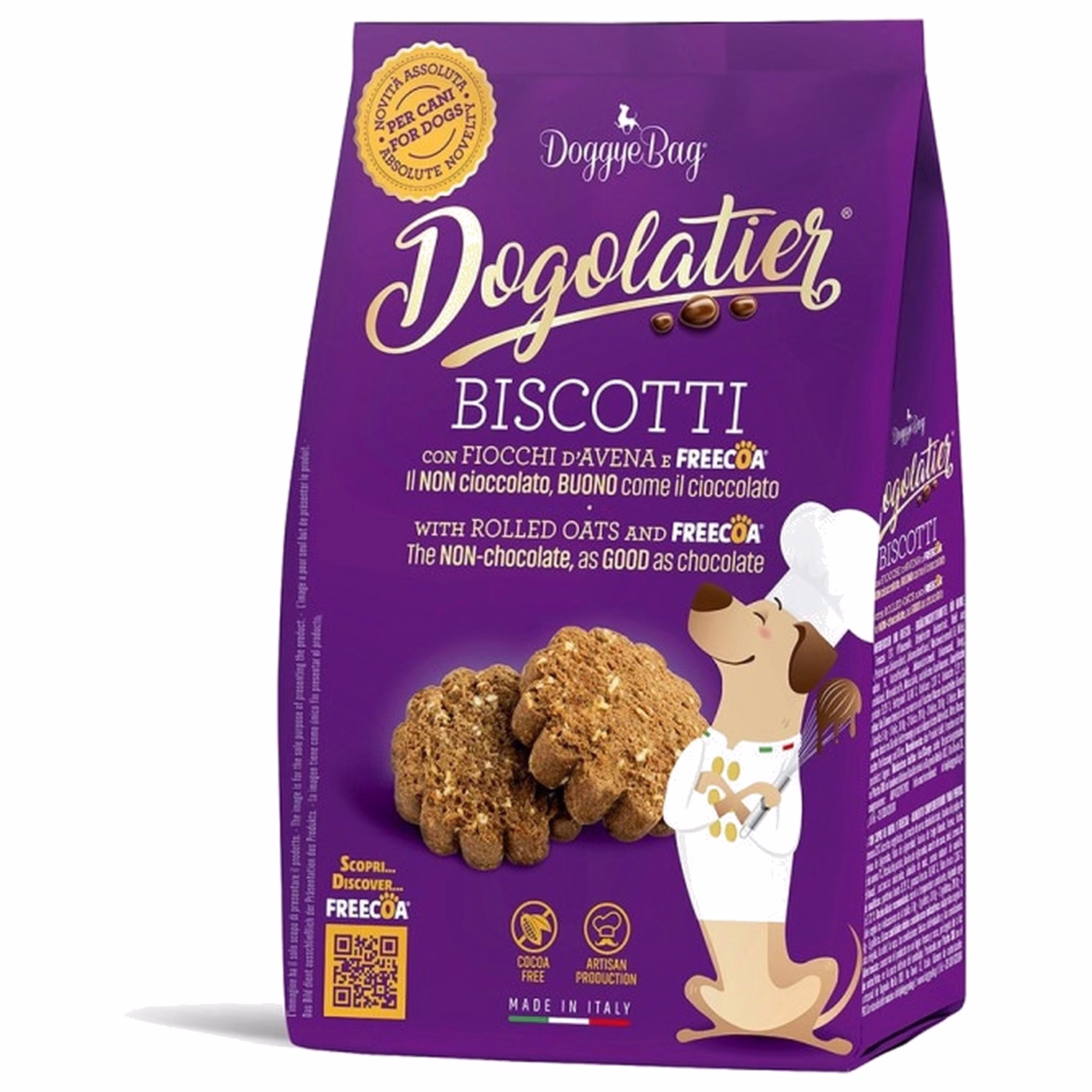 Doggye Bag Dog Treat - Dogolatier Biscotti with Rolled Oats & Freecoa - Carob Pulp Biscuits 180g