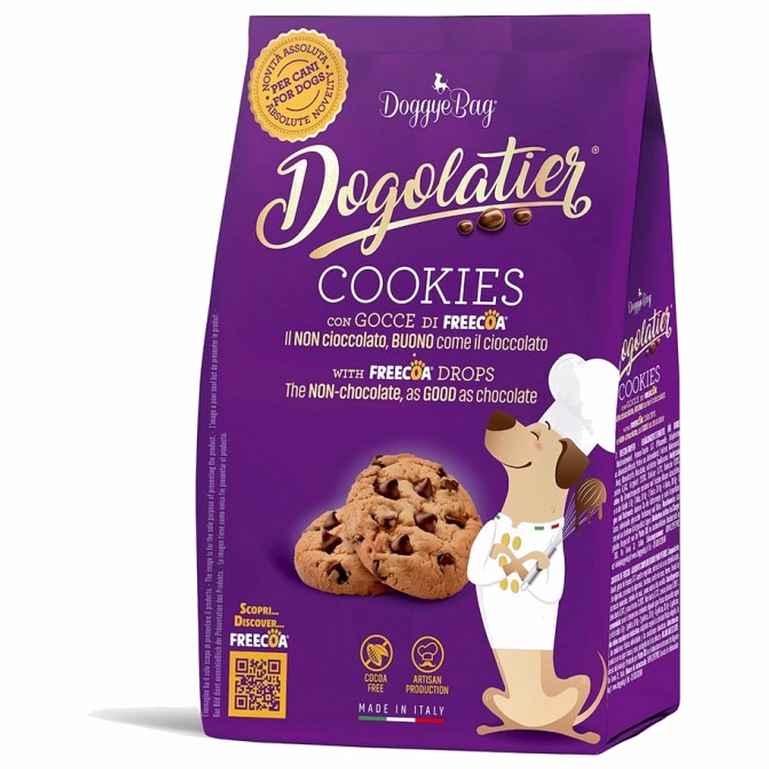 Doggye Bag Dog Treat - Dogolatier Cookies with Freecoa Drops - Grain Free Carob Chip Cookies 180g