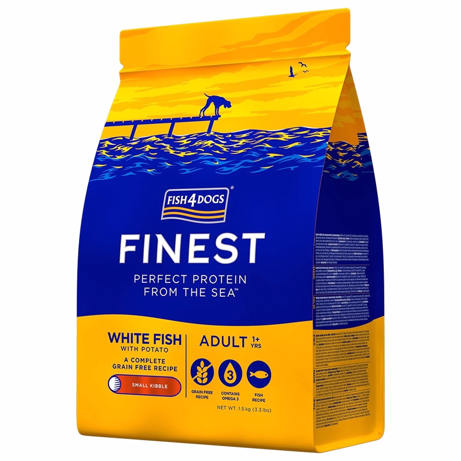 Fish4Dogs Finest 無麩質低敏成犬乾糧 - 細粒裝 - 白魚及馬鈴薯配方 1.5kg