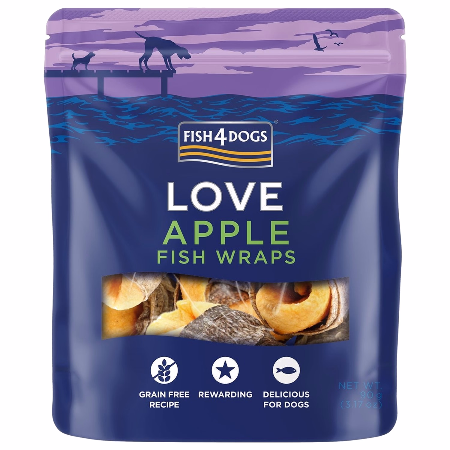 Fish4Dogs Dog Treat - Love Apple Fish Wraps 90g