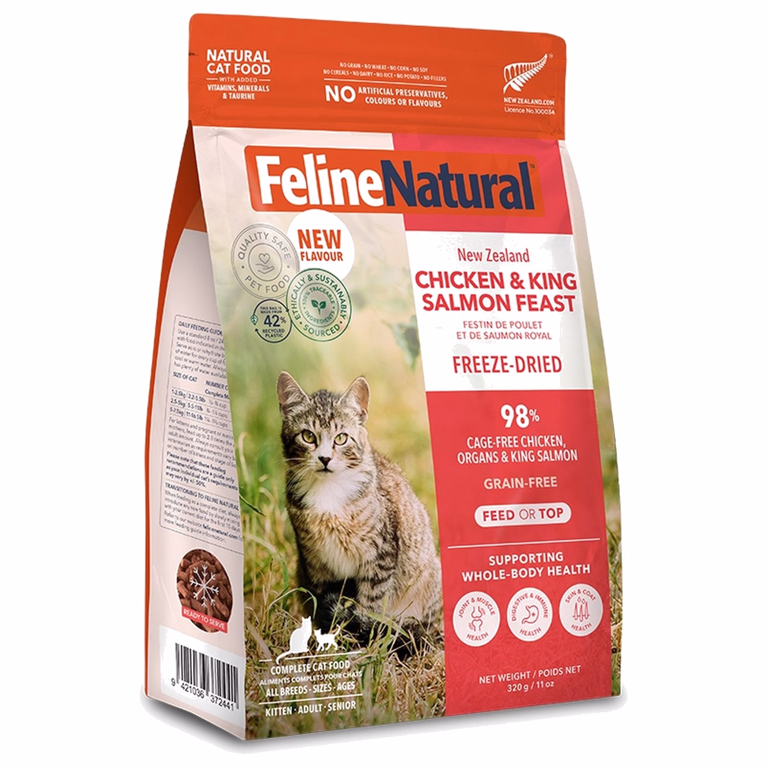 Feline Natural Freeze Dried Cat Food - Chicken & King Salmon Feast 320g