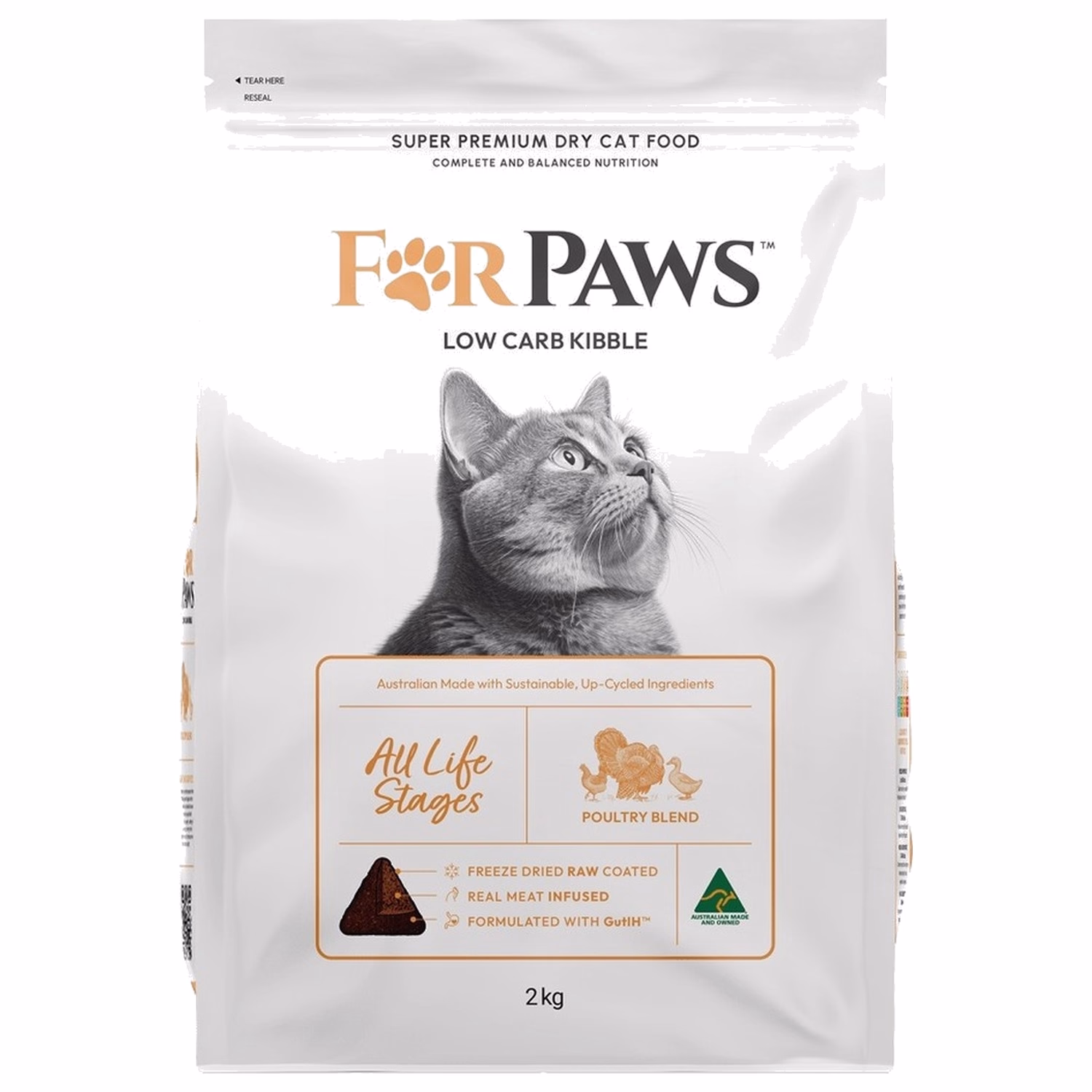 For Paws 澳洲賦寶貓乾糧 - 低碳農場配方 - 雞+火雞+鴨 2kg