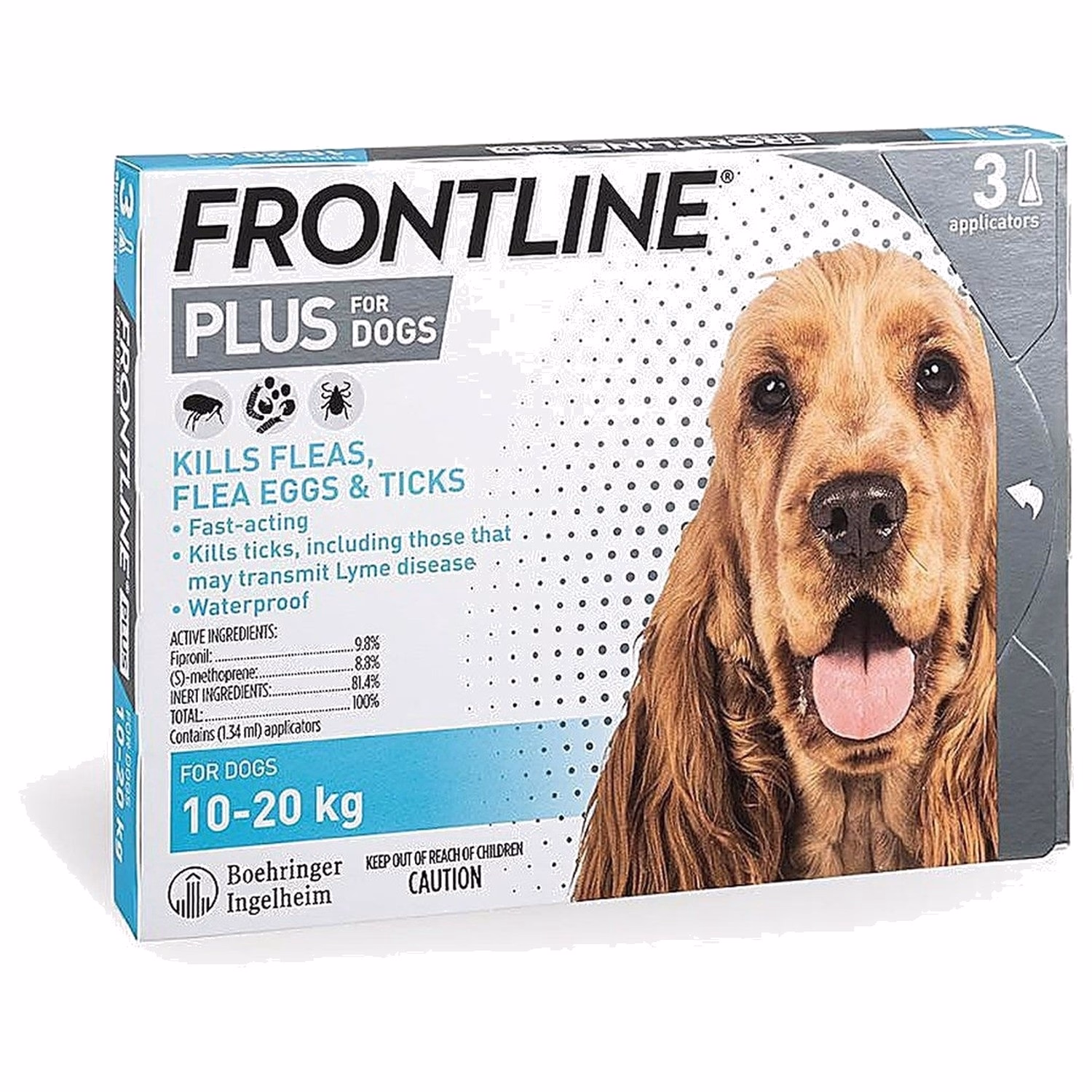 Frontline Plus for Medium Dogs (8 Weeks+, 10–20kg), 3 Applications