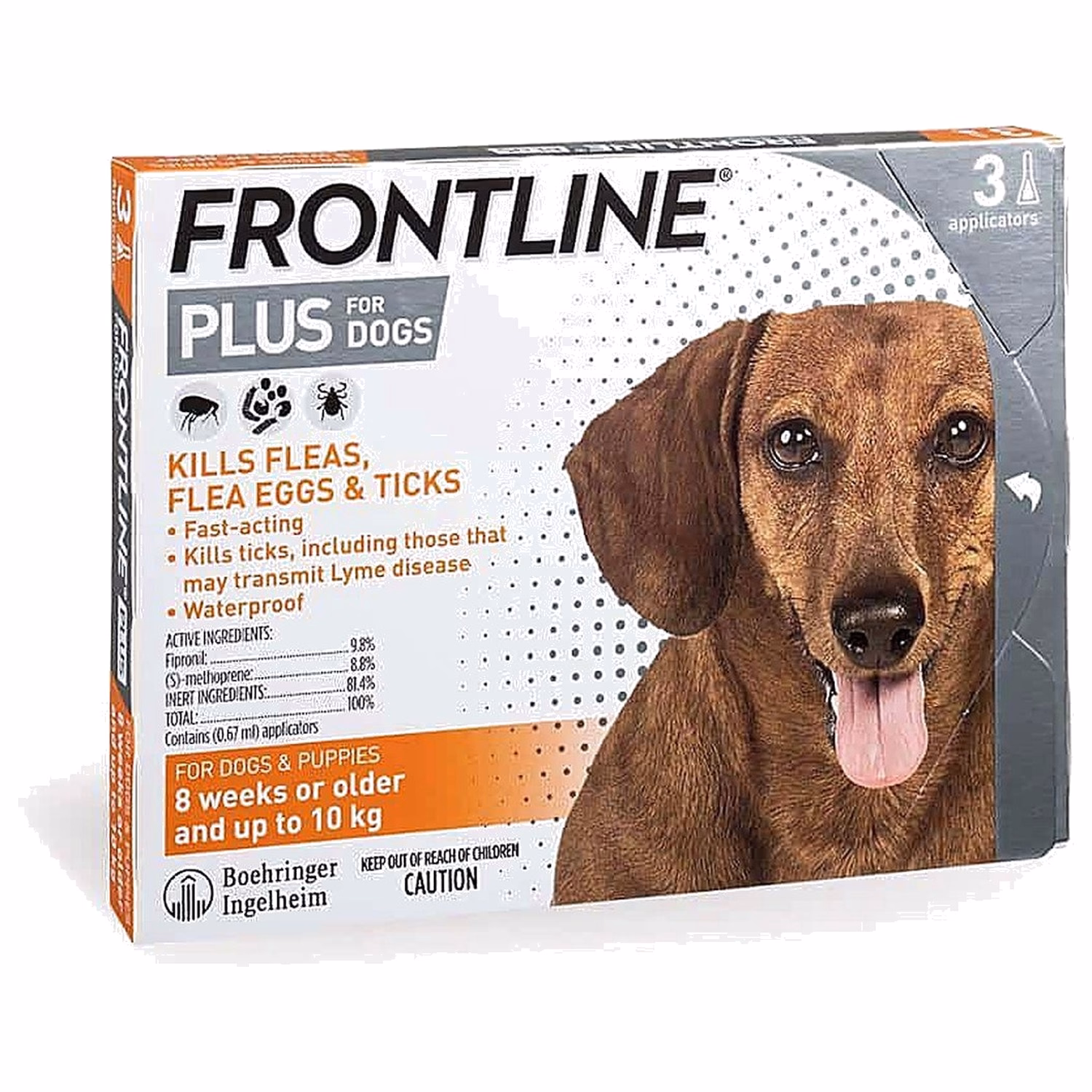 Frontline Plus for Small Dogs & Puppies (8 Weeks+, ≤10kg), 3 Applications