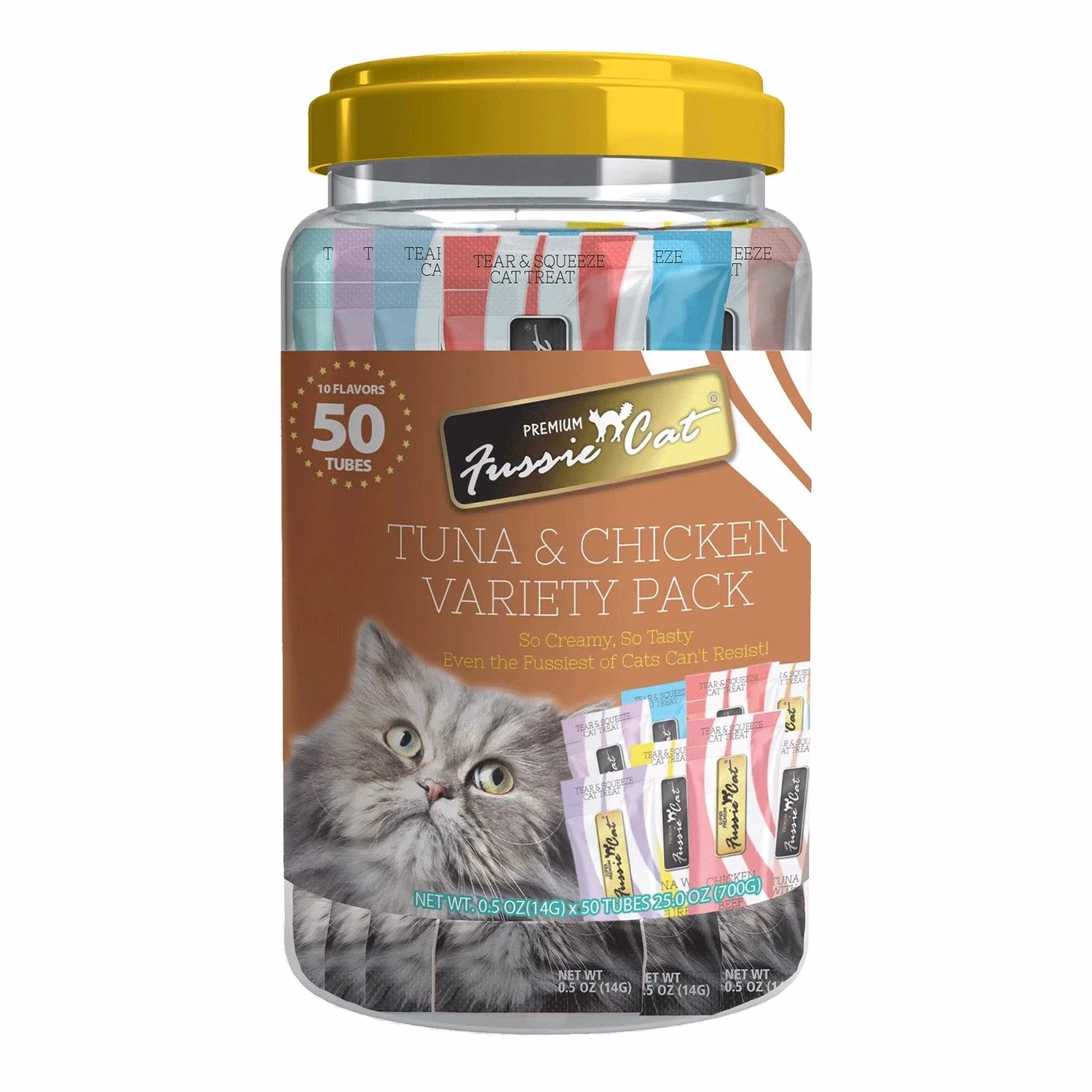 Fussie Cat Treat - Tuna & Chicken Assorted Puree 14g x50