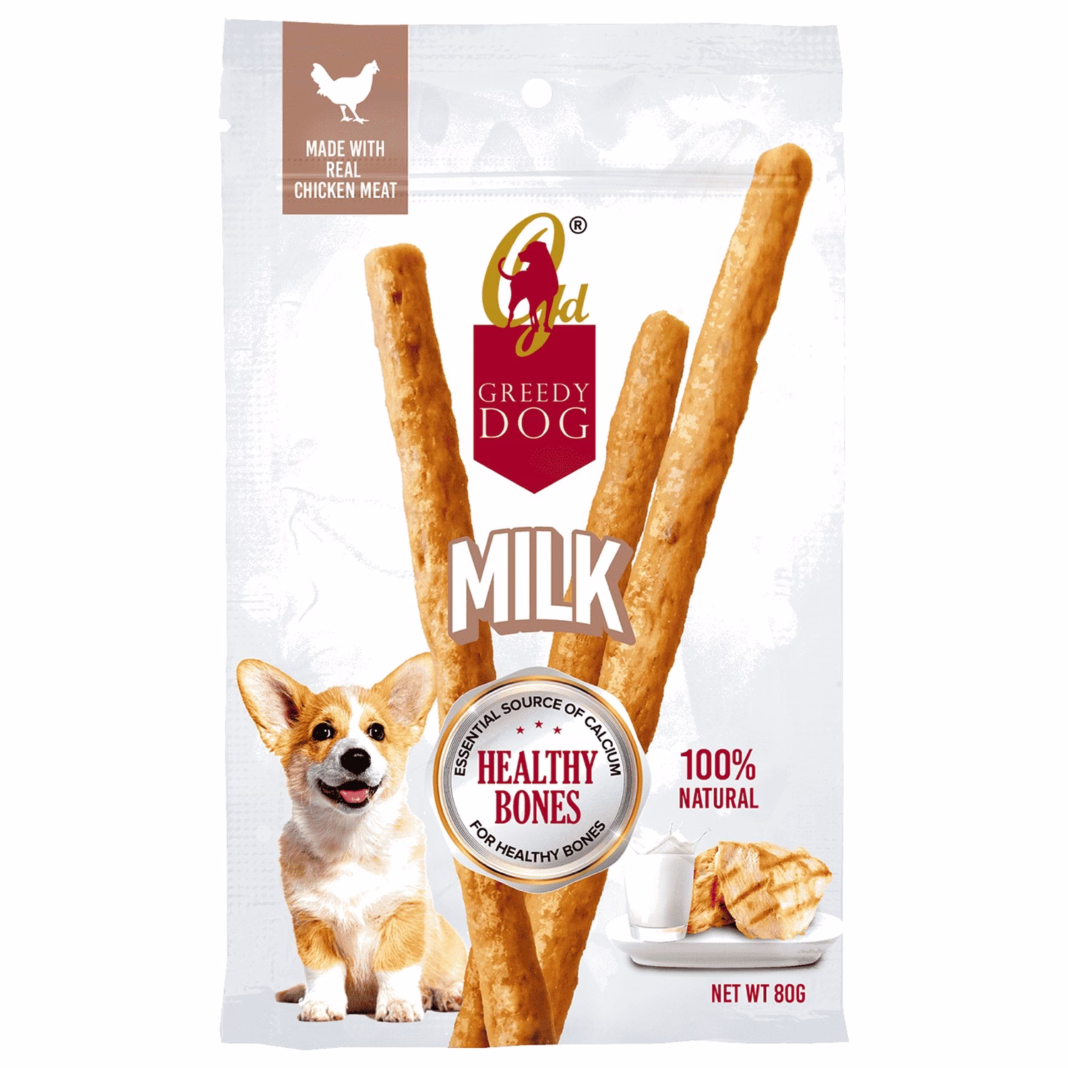 Greedy Dog Treat - Milk Chicken Stick 80g