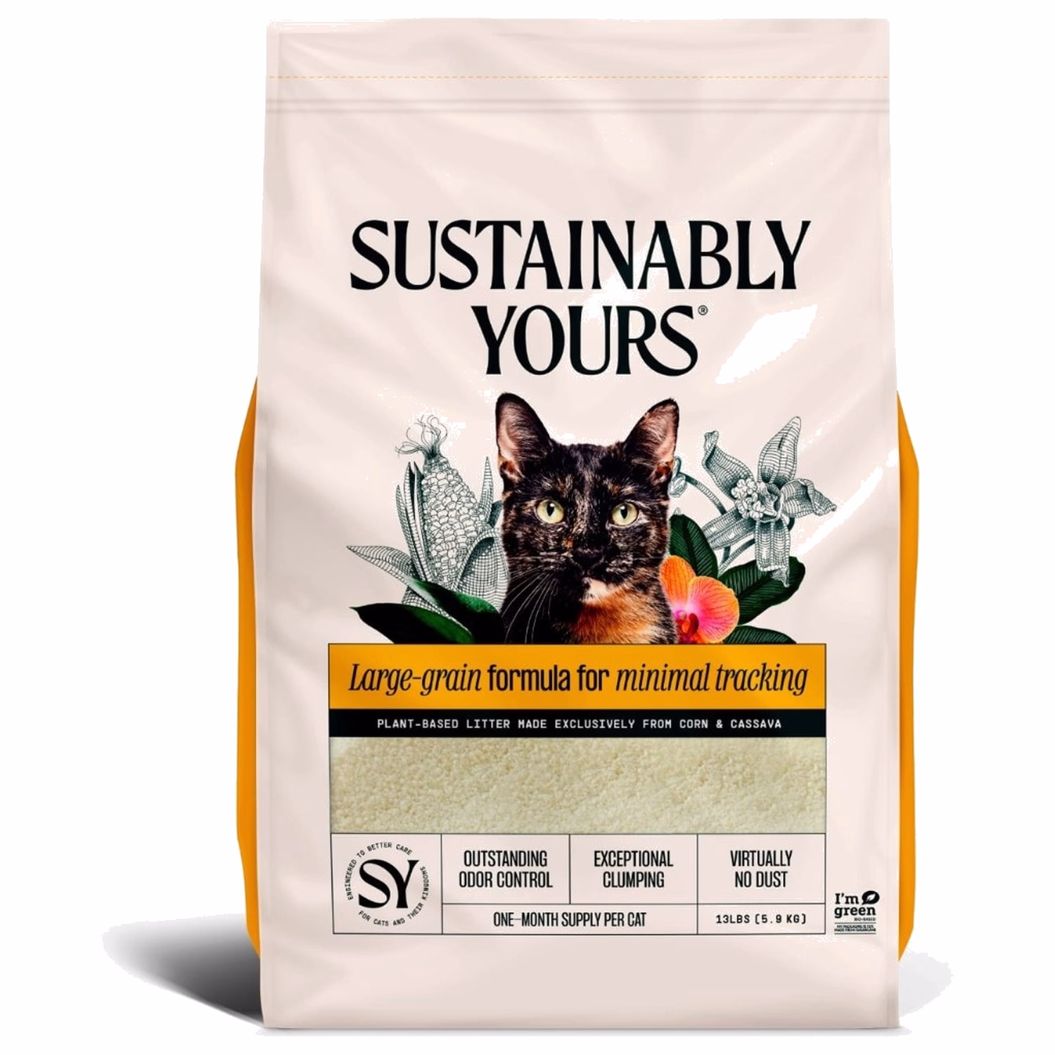 Sustainably Yours Natural Cat Litter - Multi-Cat Large Grain 13lb