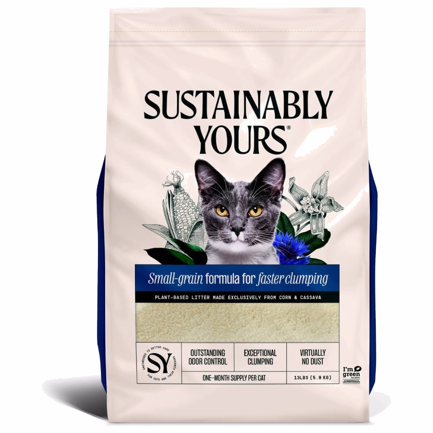 Sustainably Yours Natural Cat Litter - Multi-Cat Small Grain 13lb