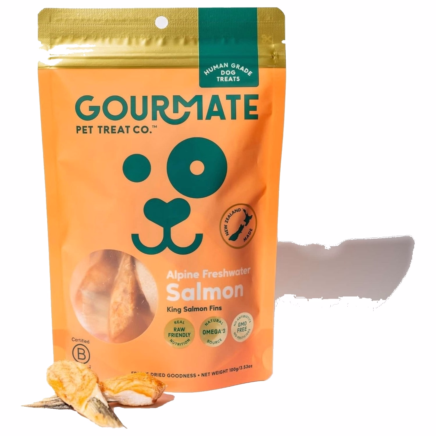 Gourmate 狗小食 - 紐西蘭凍乾帝王三文魚腩翅 100g