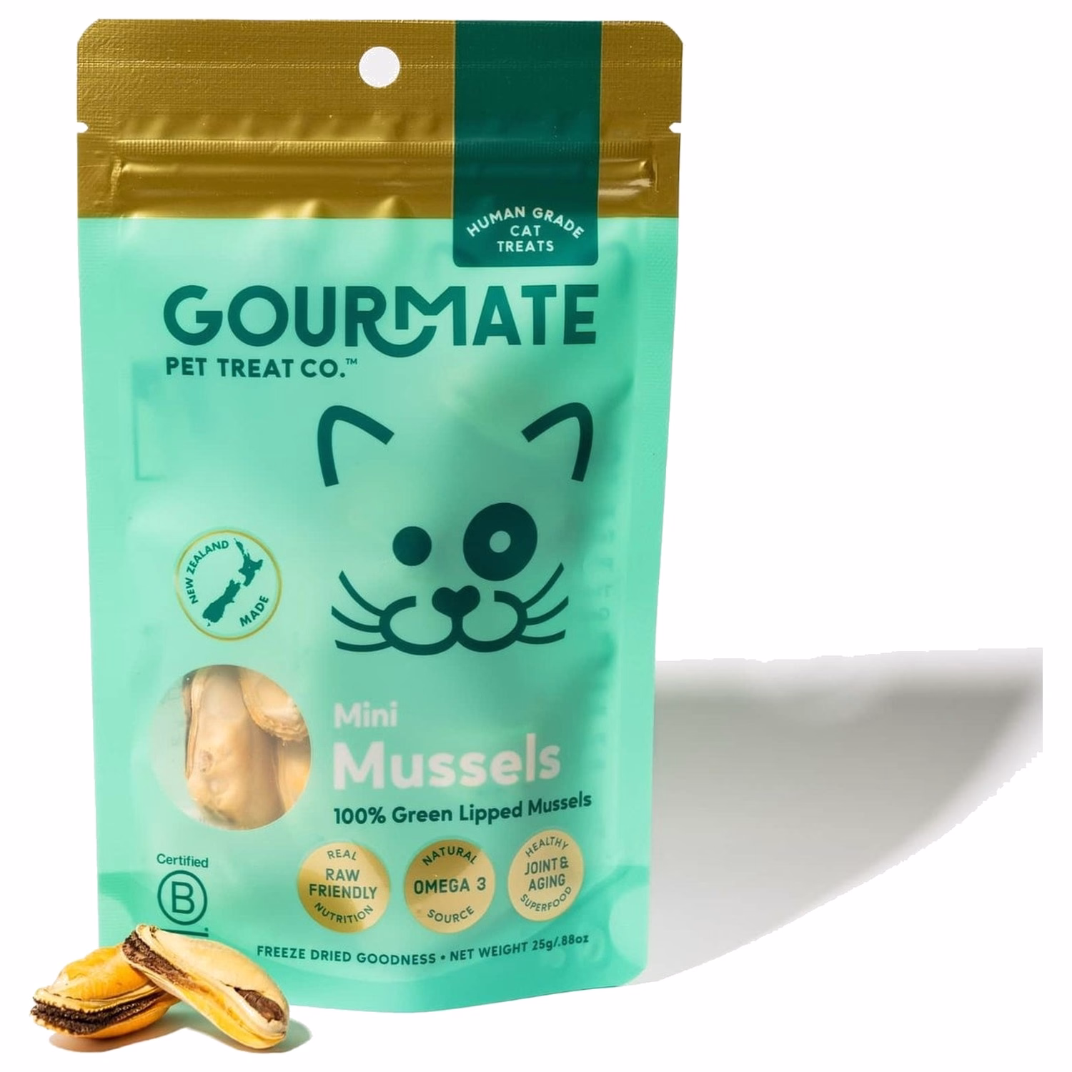 Gourmate Cat Treats - Freeze Dried Mini Mussels 25g