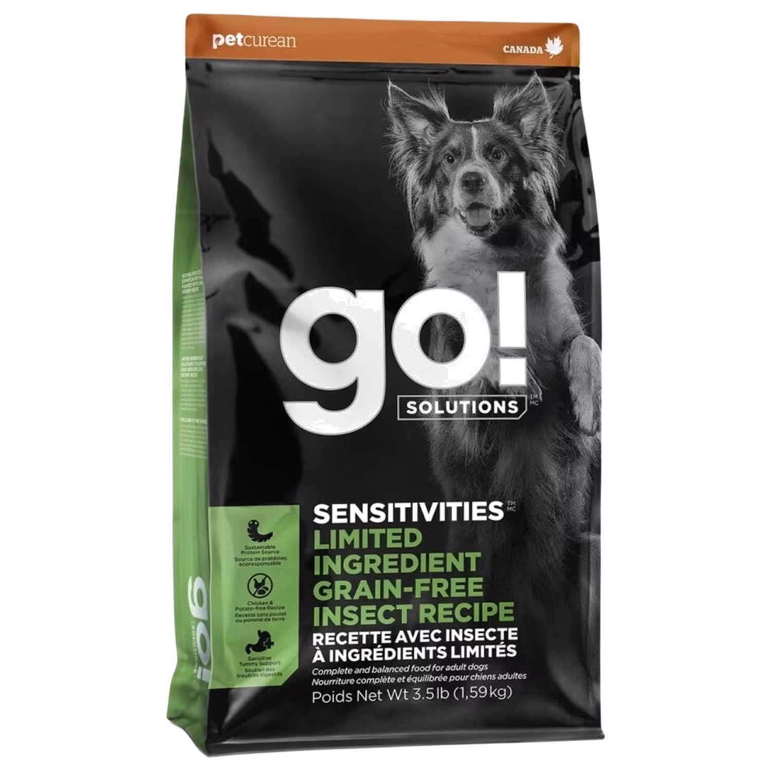 GO! SOLUTIONS 狗糧 - 低敏美毛系列無穀物單一蛋白 - 黑水虻配方 3.5lb
