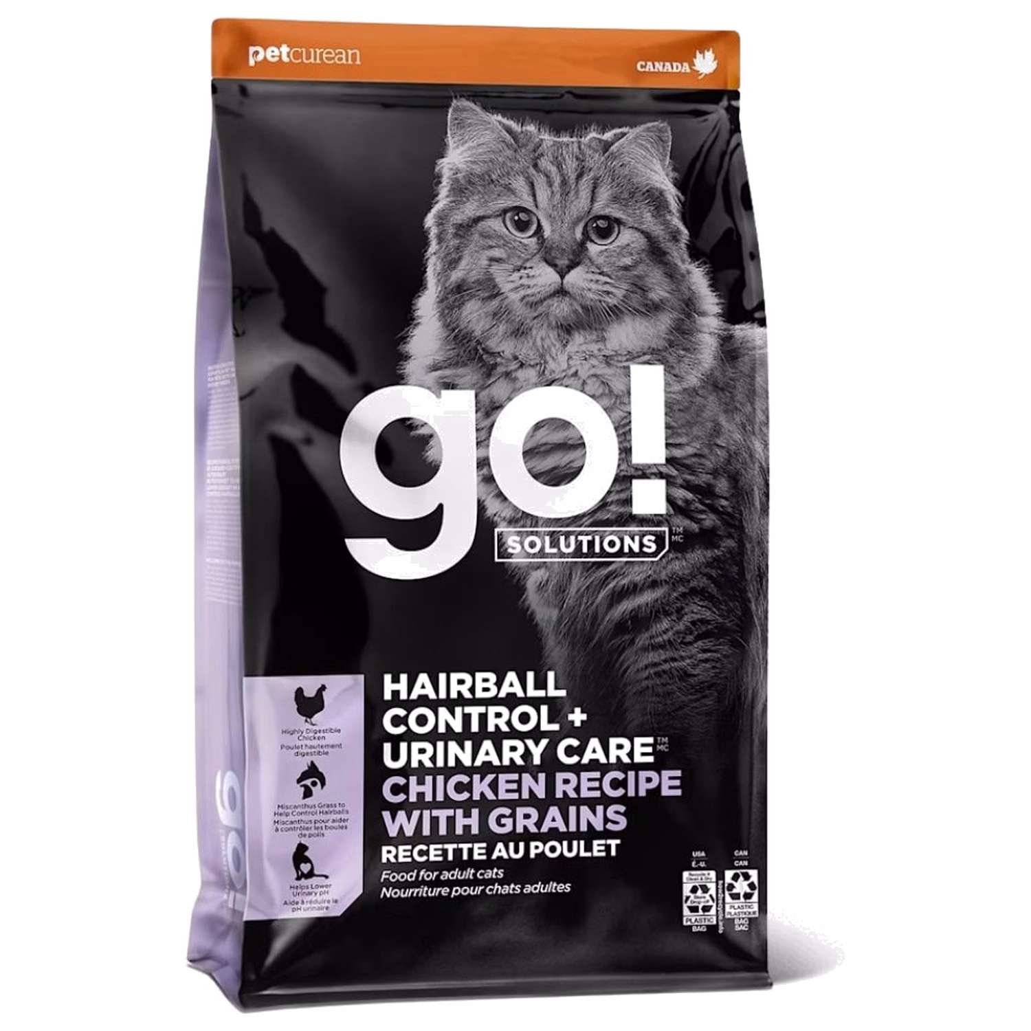 Go! SOLUTIONS Cat Food - Hairball Control & Urinary Care - Chicken with Grains