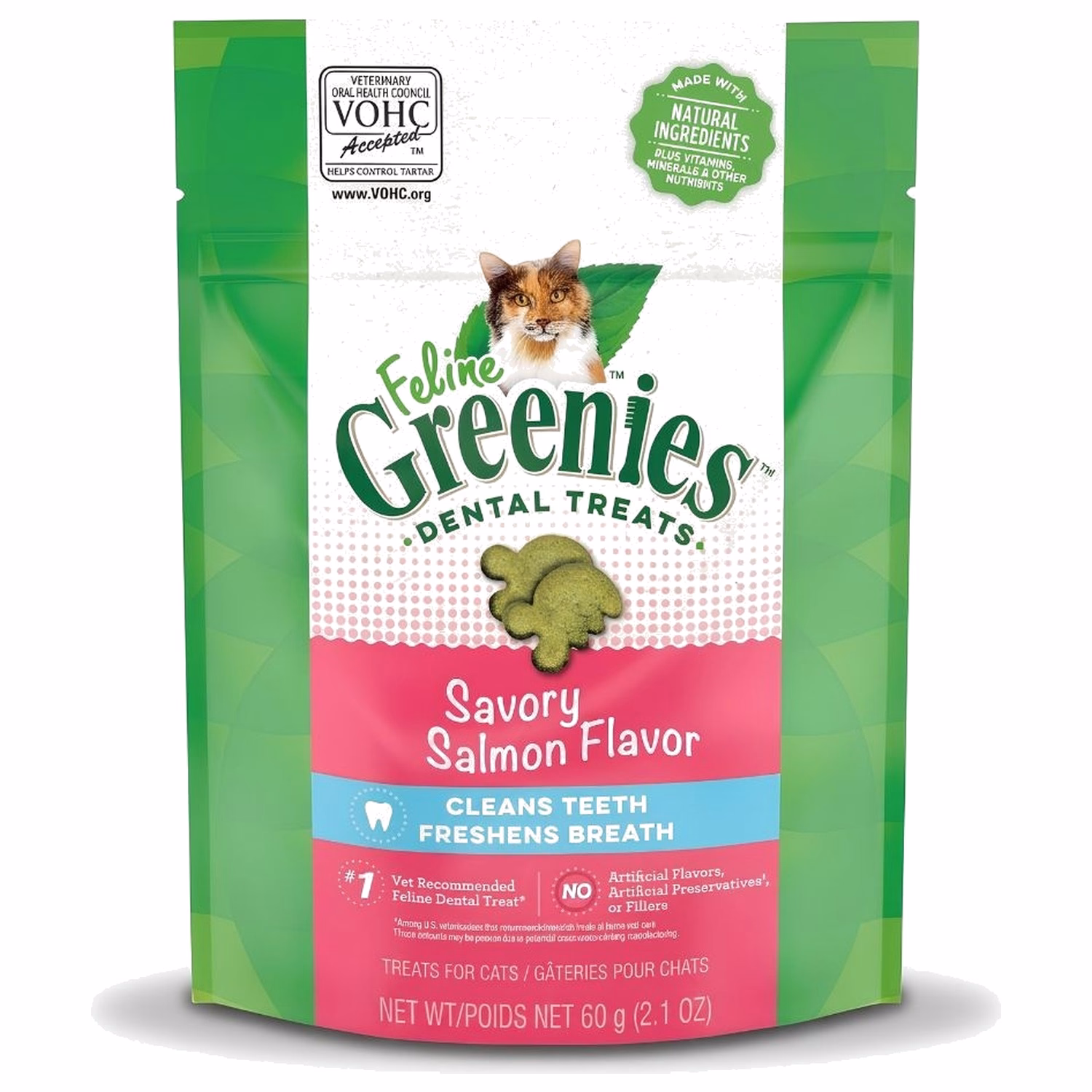 Greenies Cat Dental Treat - Savory Salmon 2.1oz - EXP 15-11-2026