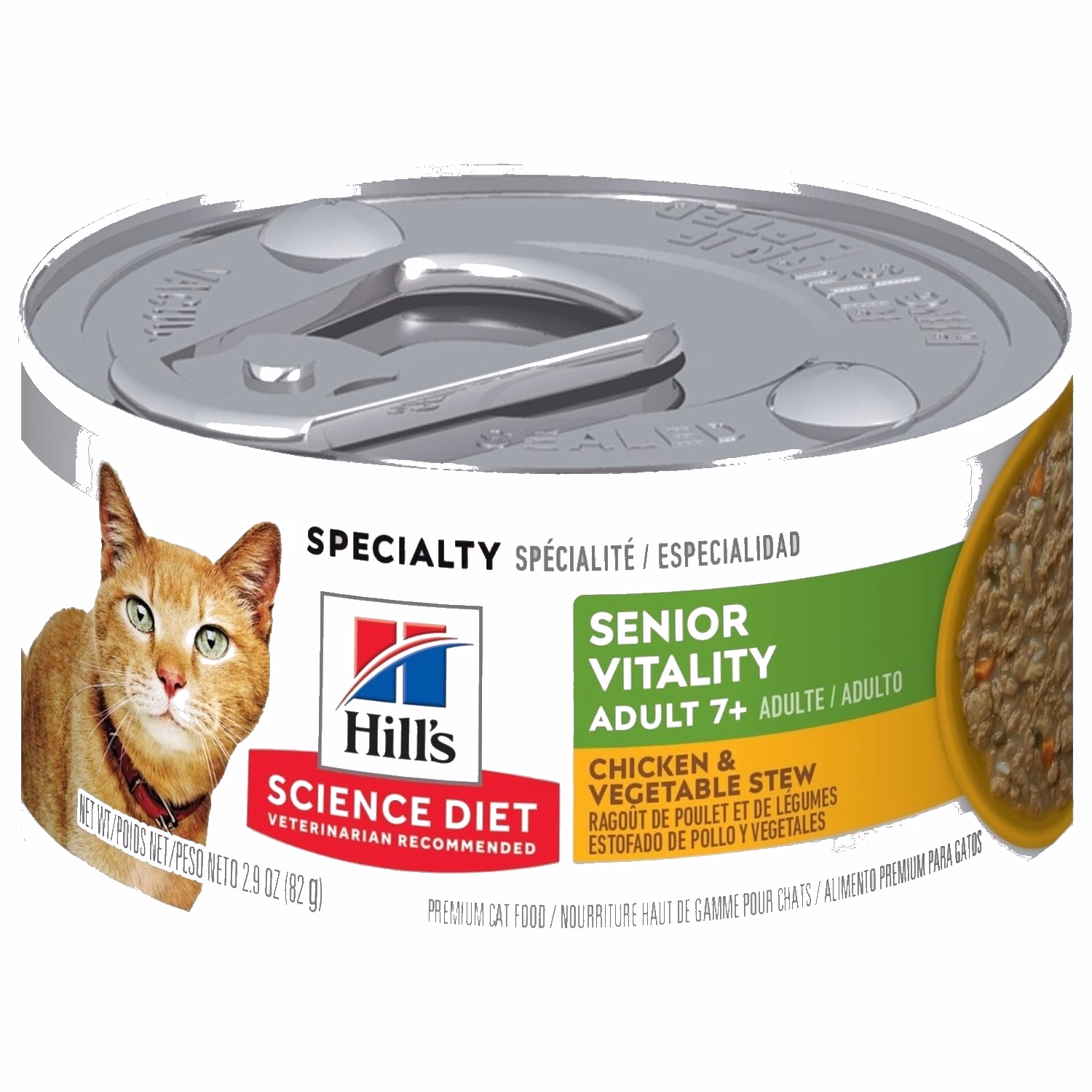 Hills Cat Can - Science Diet Adult 7+ Senior Vitality - Chicken & Vegetable Stew 2.9oz