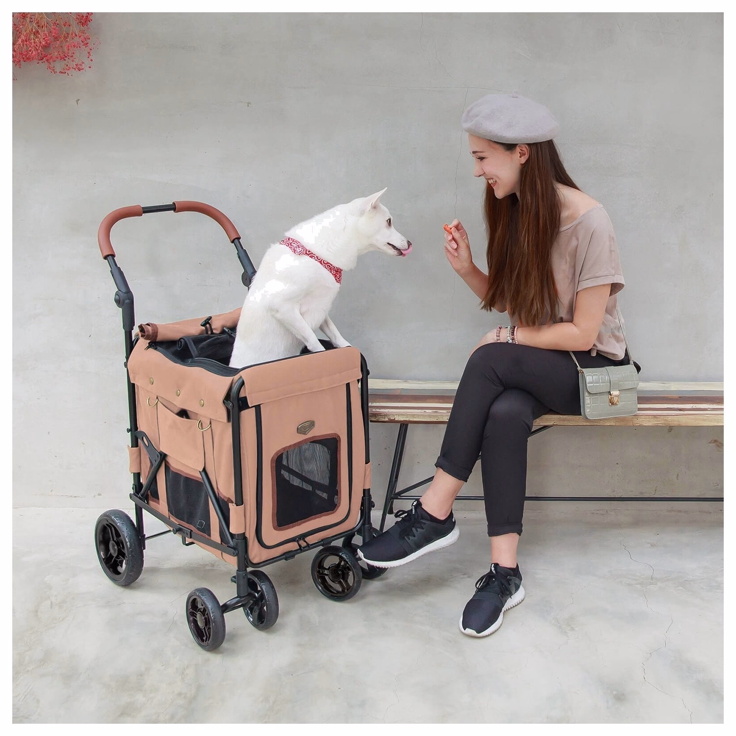 IBIYAYA Gentle Giant Pet Wagon - Rose Peach