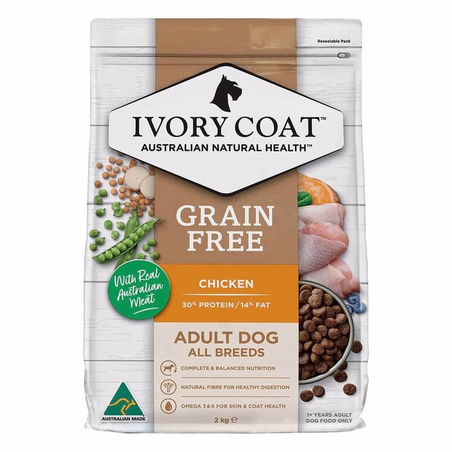 IVORY COAT Dog Food - Grain Free - Chicken 2kg - EXP 17-01-2027