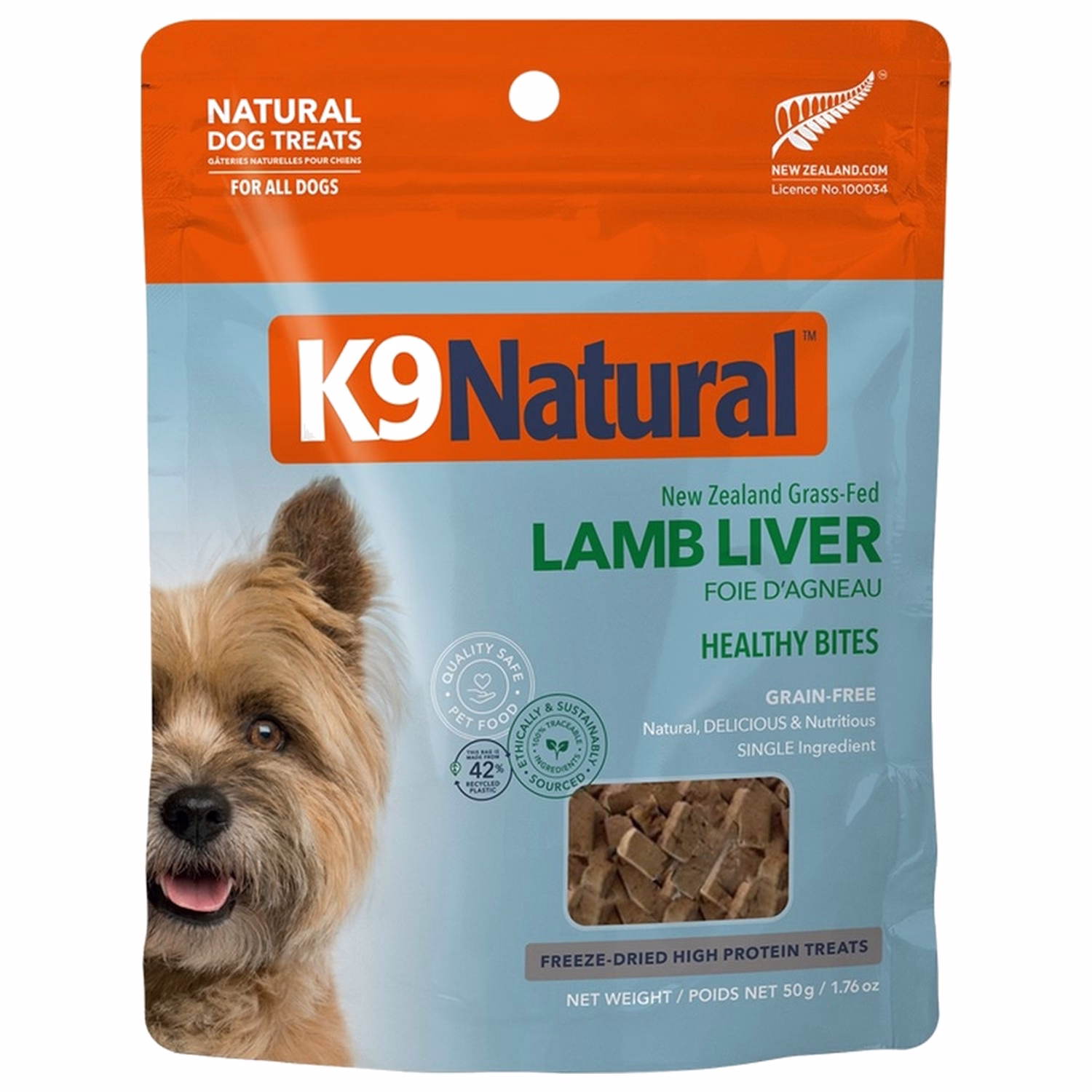 K9 Natural Dog Treat - Freeze Dried Healthy Bites Lamb Liver 50g