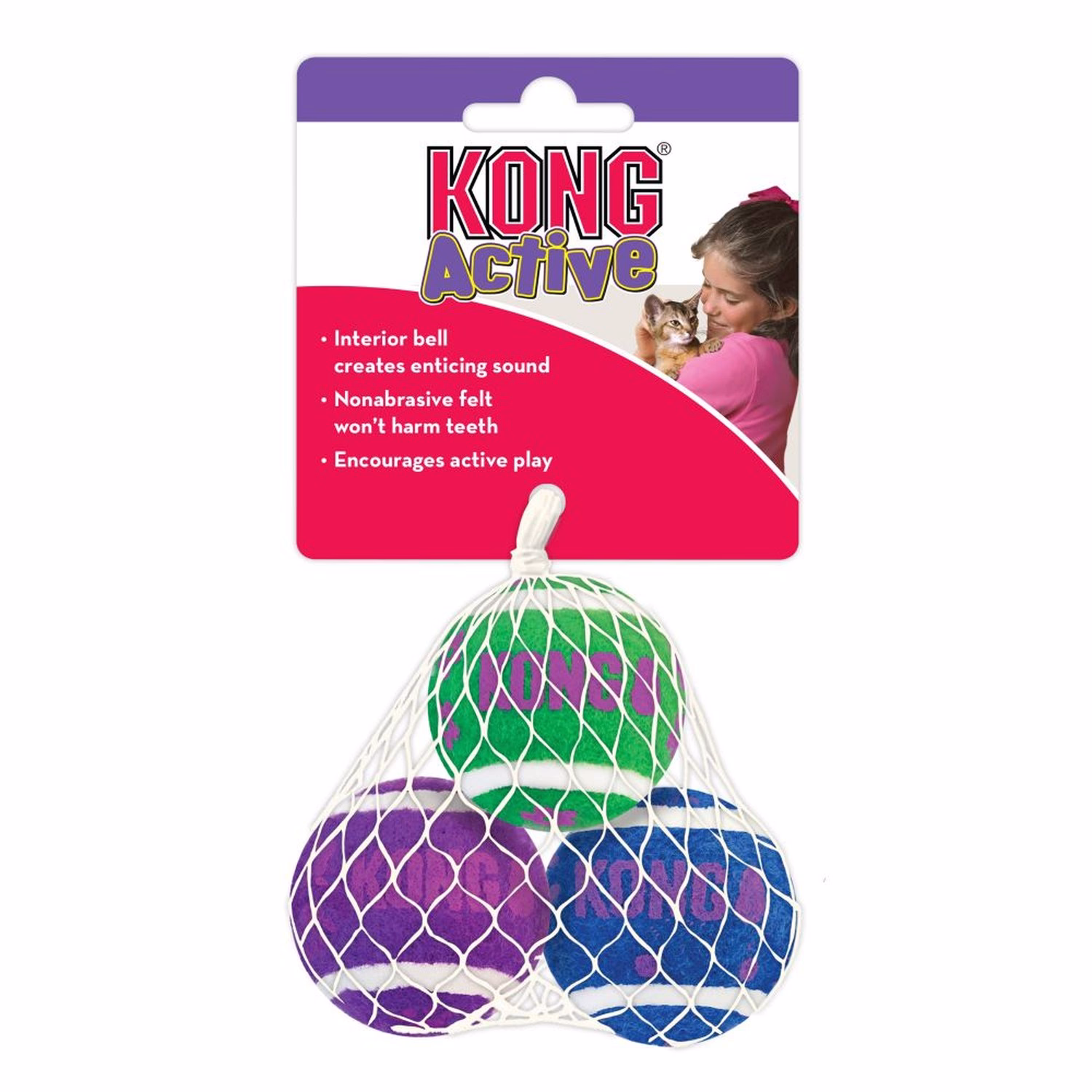 KONG Cat Toy - Active Tennis Balls with Bells