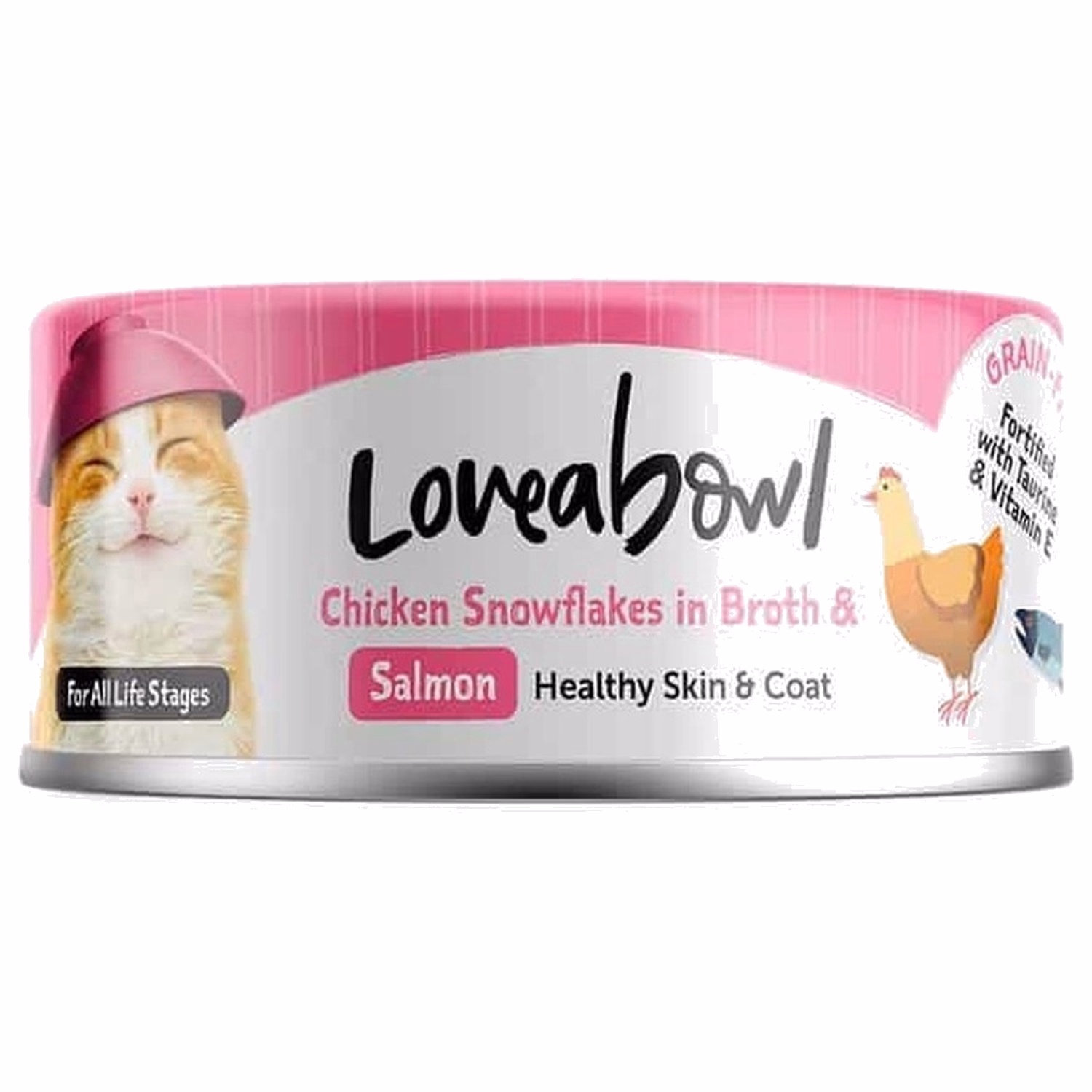 Loveabowl Cat Can - Grain Free Chicken Snowflakes In Broth With Salmon 70g