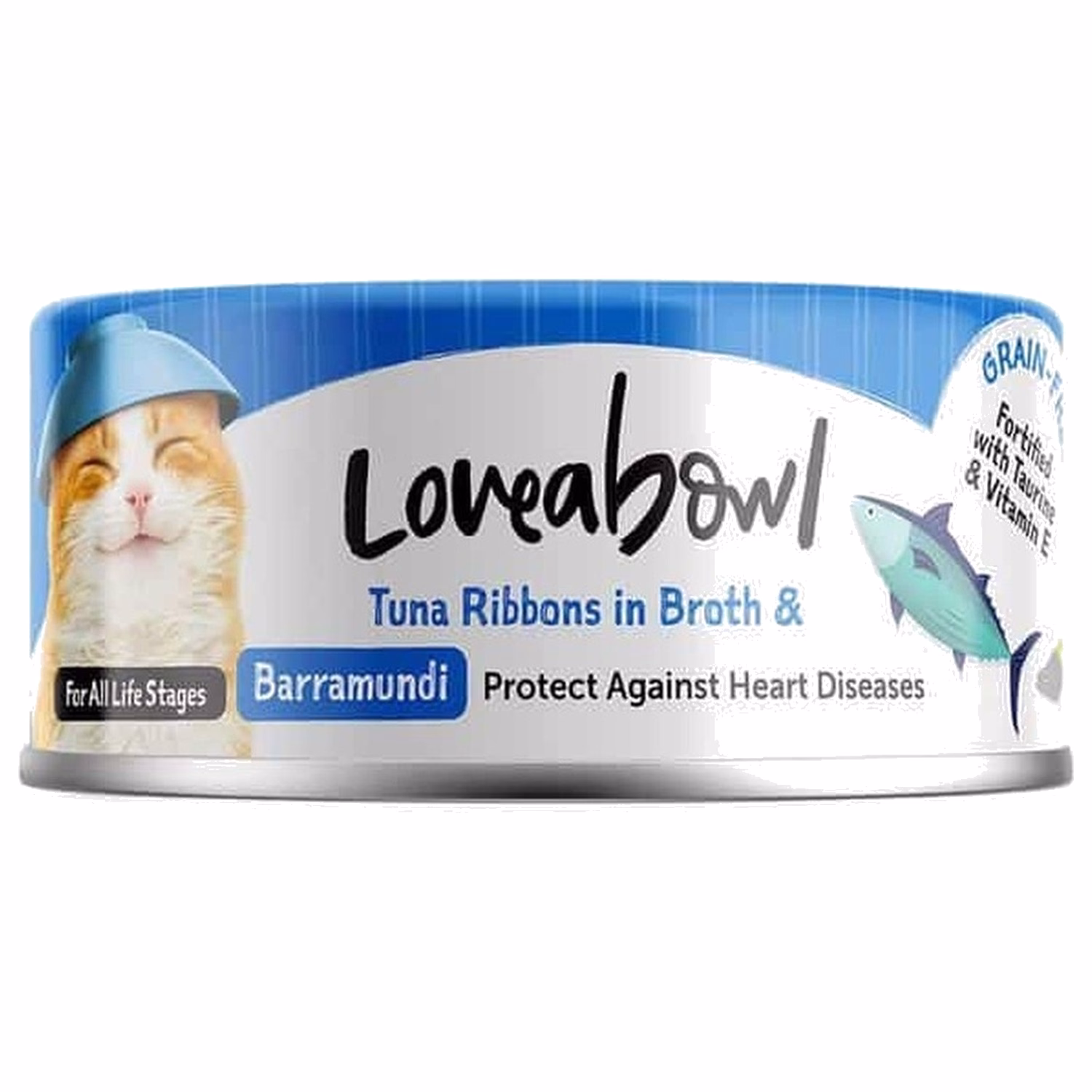 Loveabowl Cat Can - Grain Free Tuna Ribbons In Broth With Barramundi 70g