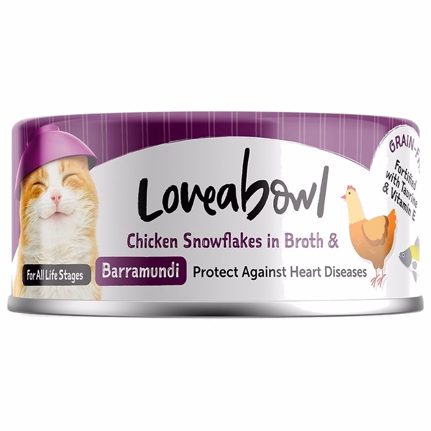 Loveabowl Cat Can - Grain Free Chicken Snowflakes In Broth With Barramundi 70g