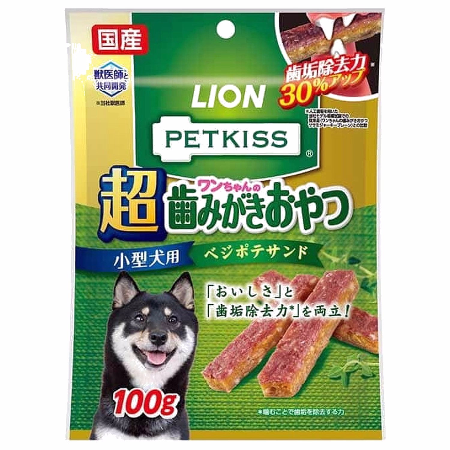LION PET日本獅王狗小食 - PETKISS - 特強潔齒蔬菜甜薯三文治片(小) 100g