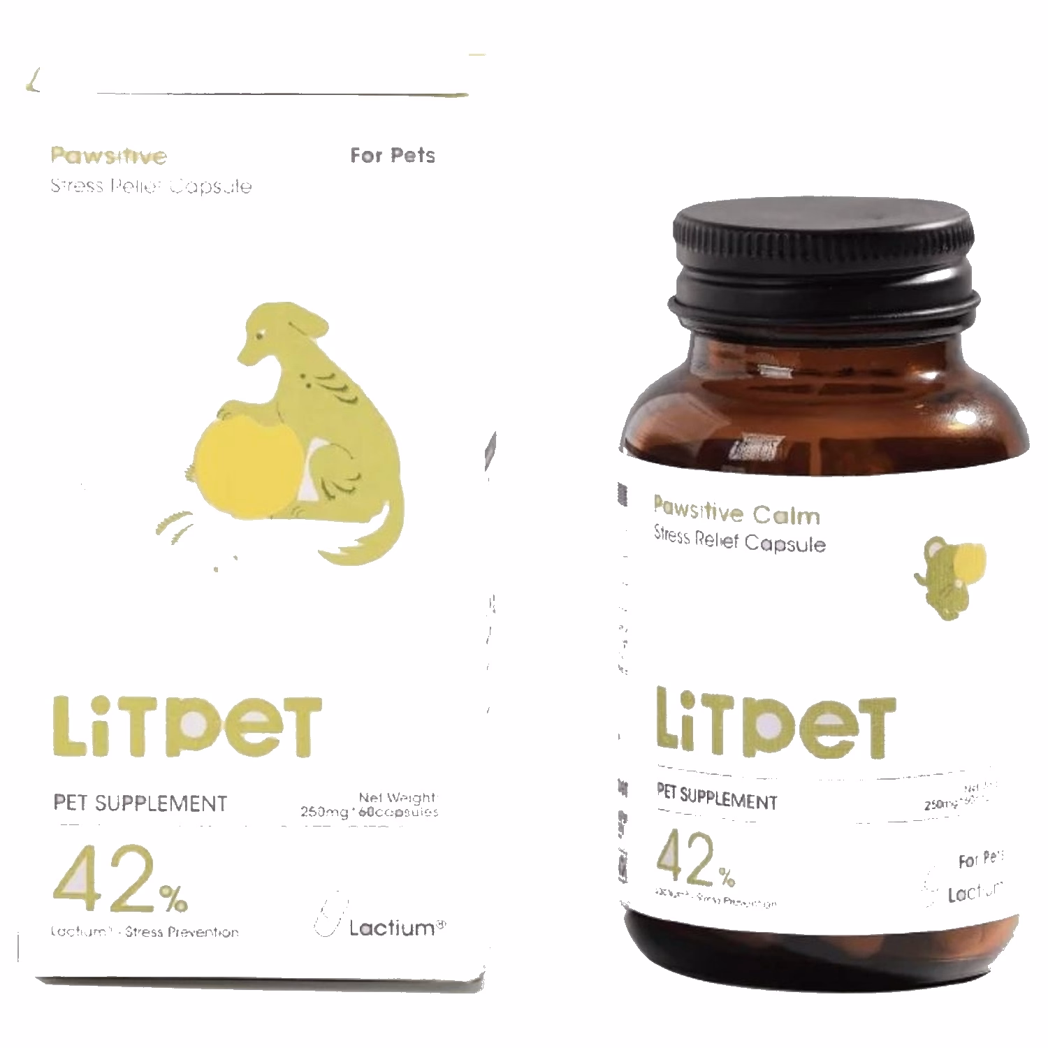 LiTPET Pawsitive Calm (Lactium) Capsules for Dogs & Cats (60 Capsules)