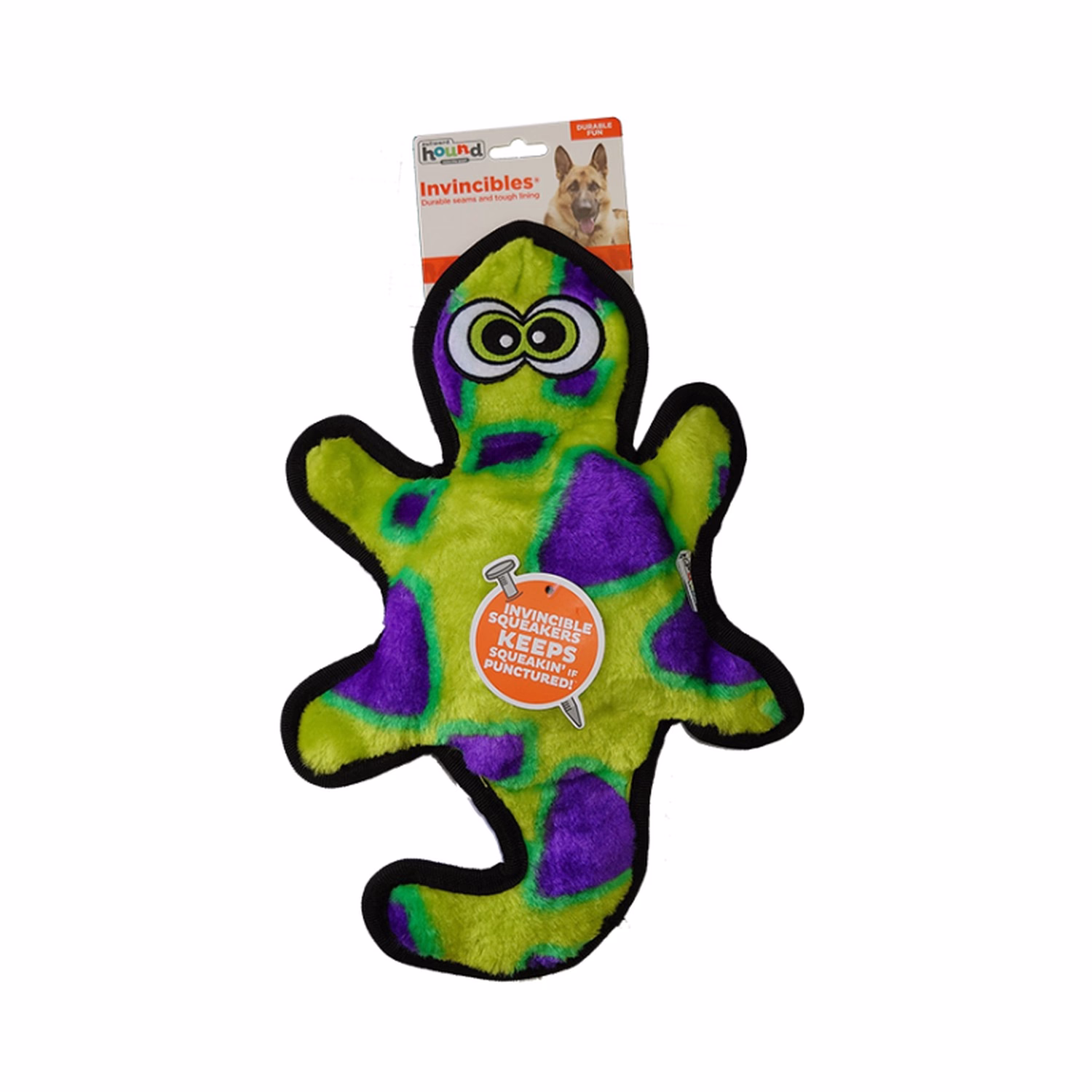 Outward Hound Dog Toy - Invincibles Gecko Green Medium