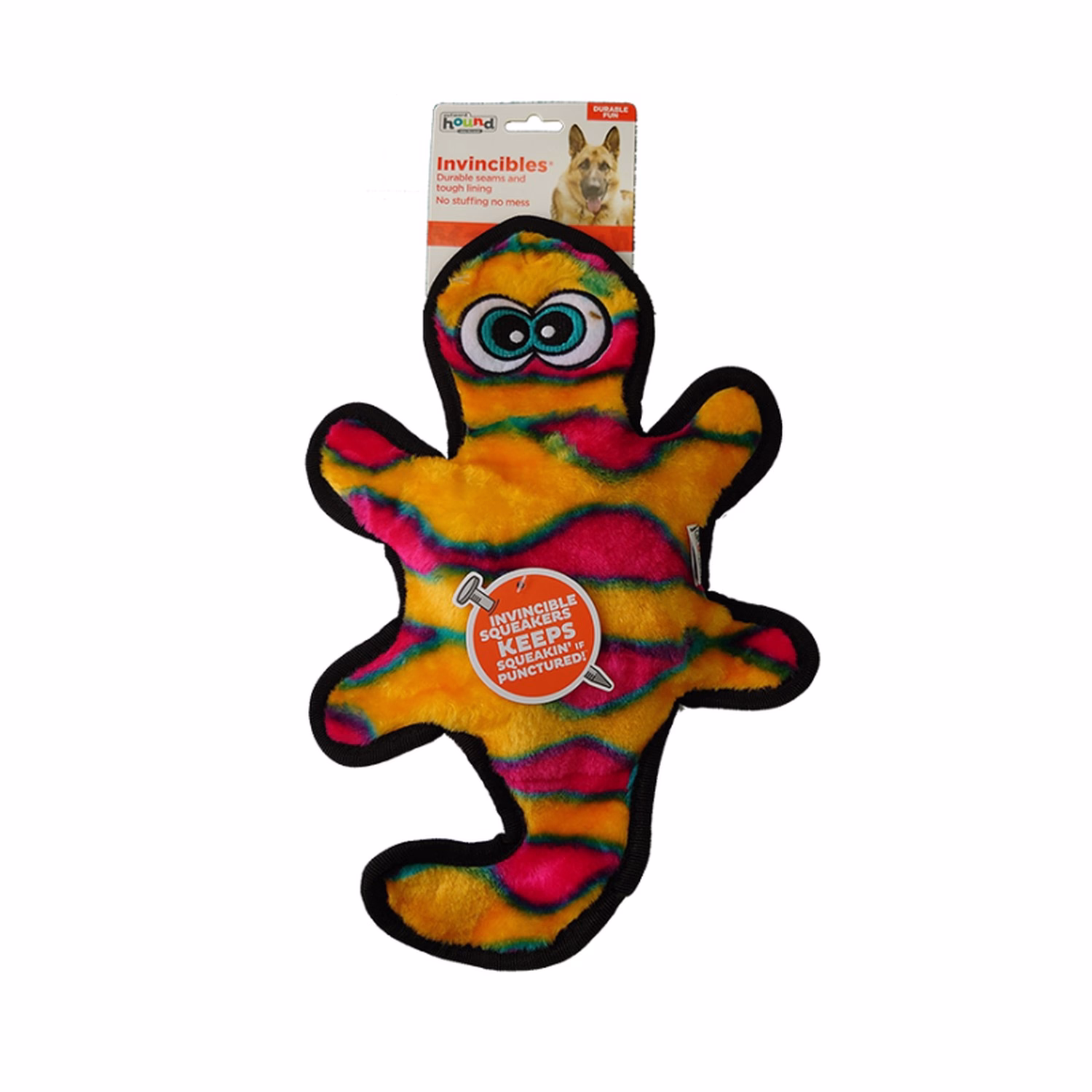 Outward Hound Dog Toy - Invincibles Gecko Orange Medium