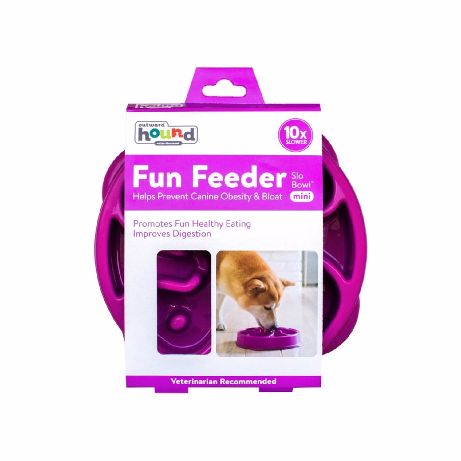 Outward Hound Fun Feeder Slo Bowl - Purple Flower Medium
