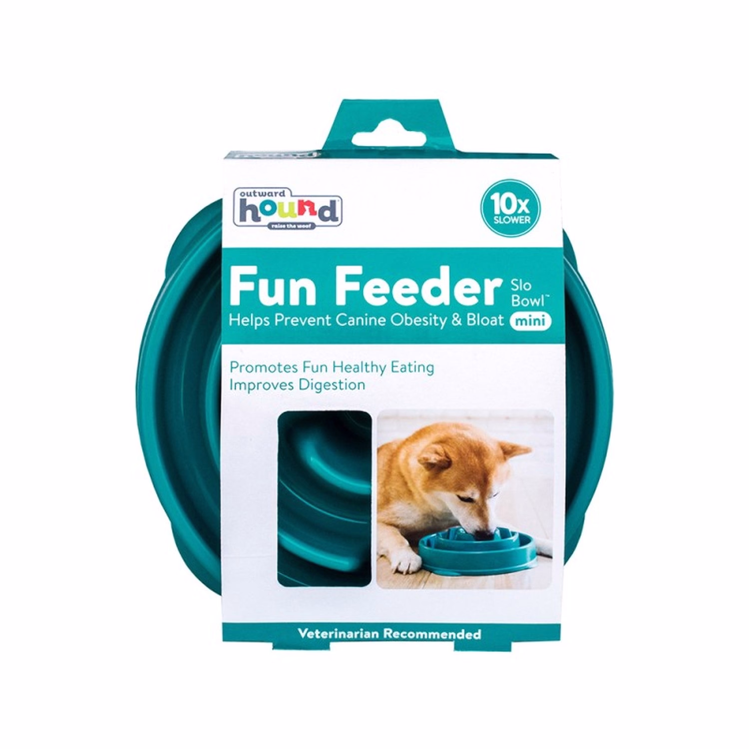 Outward Hound Fun Feeder Slo Bowl - Teal Medium