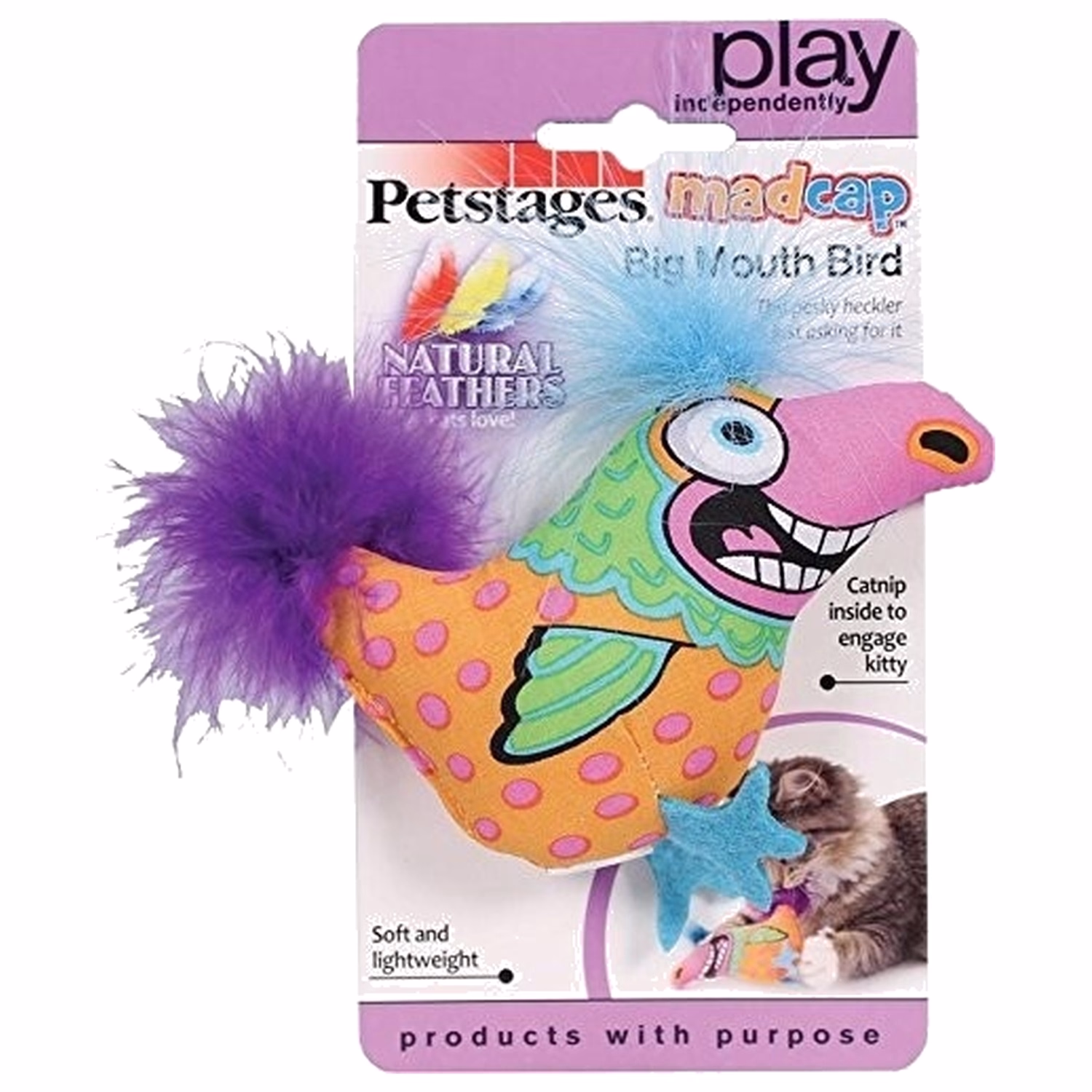 Petstages Cat Toy - Madcap Big Mouth Bird (4 x 2 inch)
