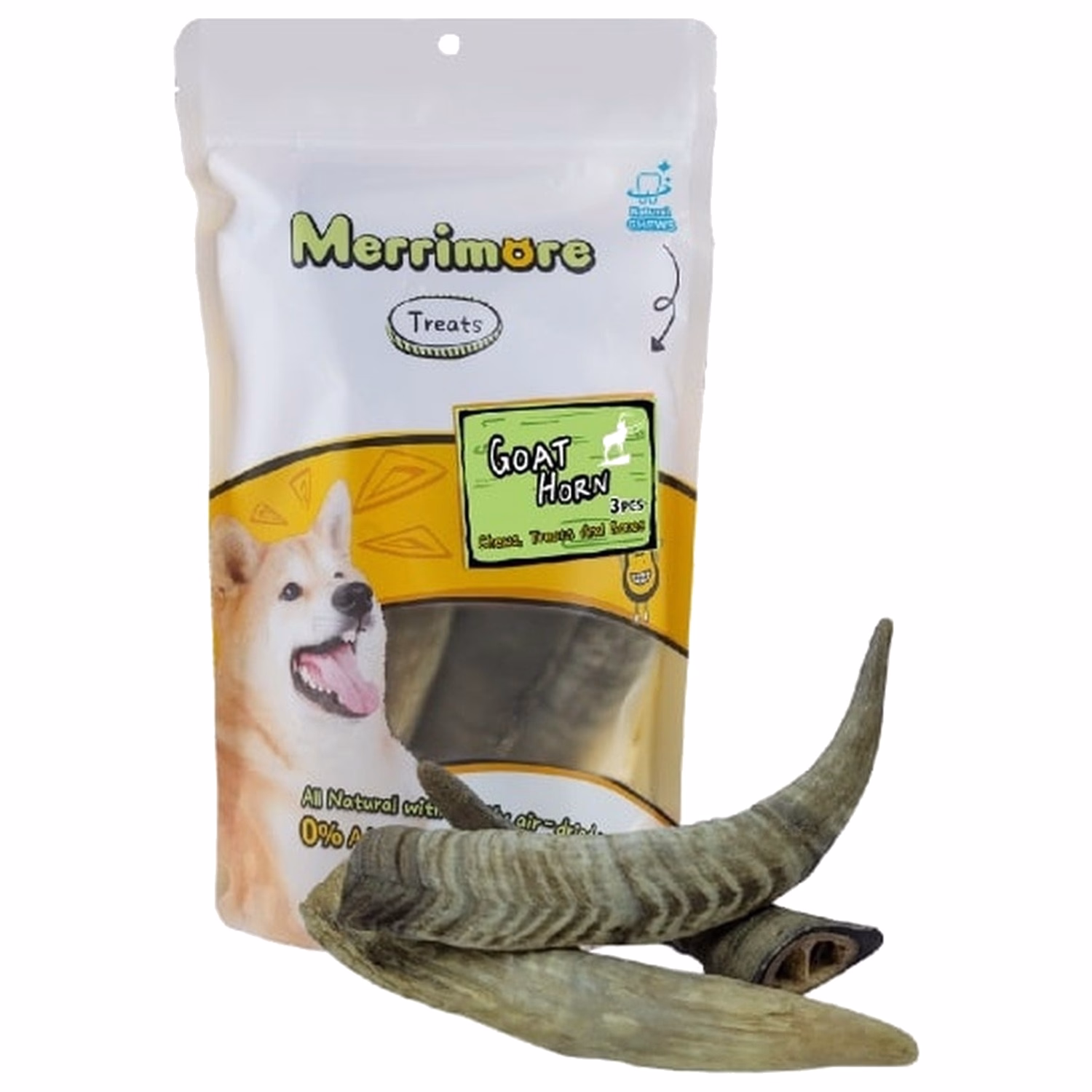 Merrimore Dog Treat - Air Dried Goat Horn (3pc)