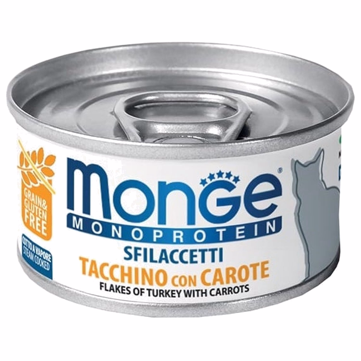 MONGE 貓罐頭 - 單一蛋白系列 - 火雞，胡蘿蔔 80g