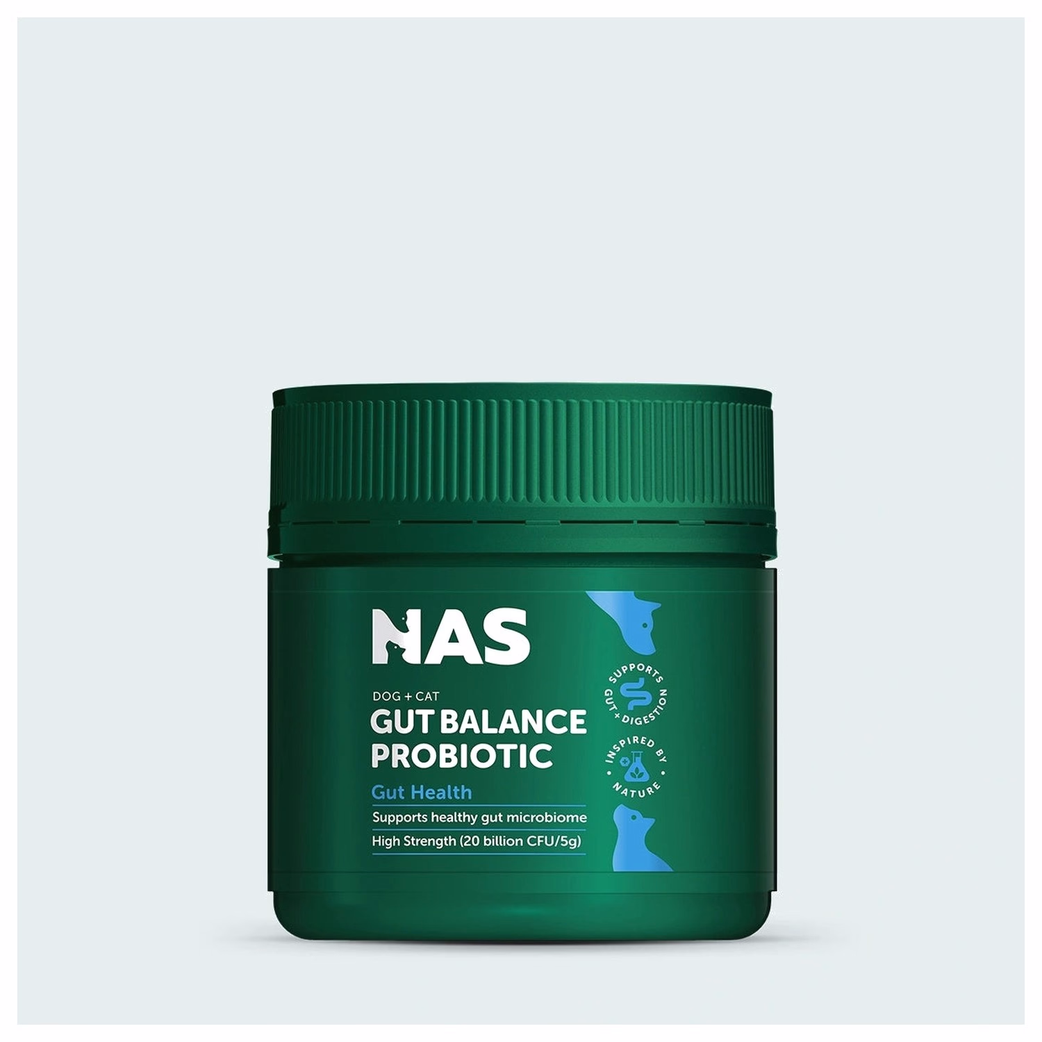 Natural Animal Solutions (NAS) Gut Balance Probiotic - Natural Powder (High Strength 20 Billion CFU) for Dogs & Cats 80g