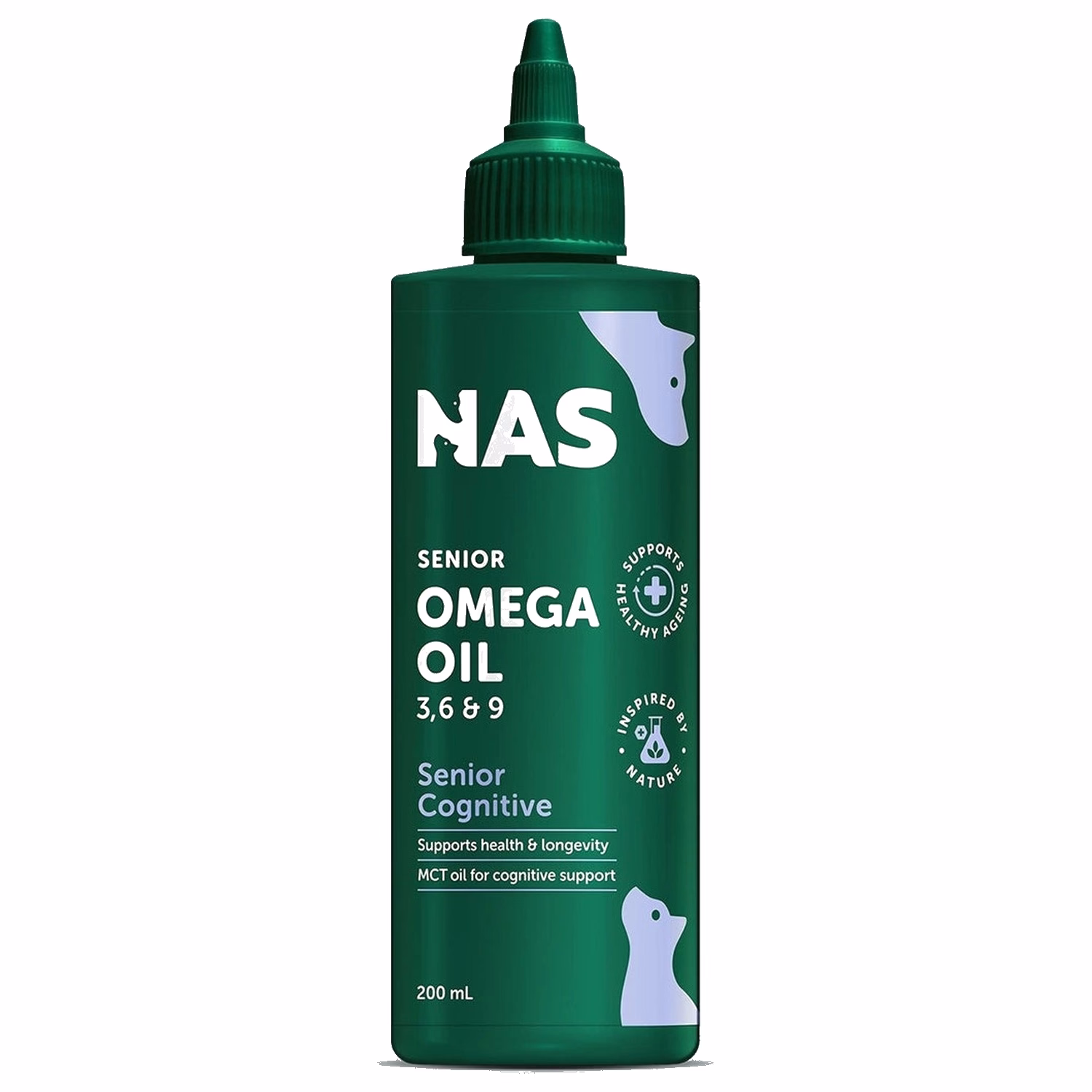 Natural Animal Solutions (NAS) Omega 369 Oil (Supports Health & Longevity) for Senior Cat (Cognitive) 200ml