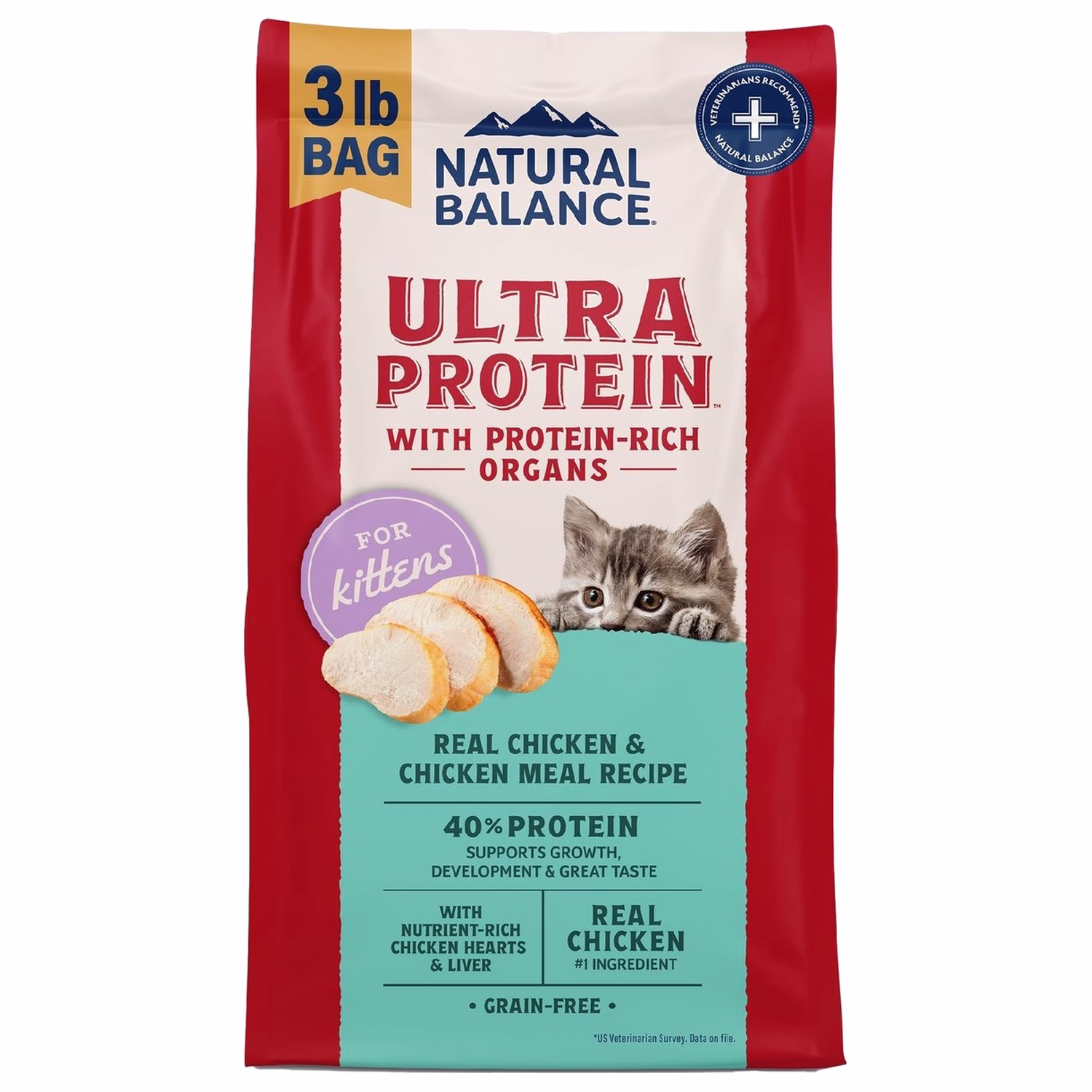 Natural Balance Kitten Food - Ultra Protein - Grain Free Chicken & Chicken Meal