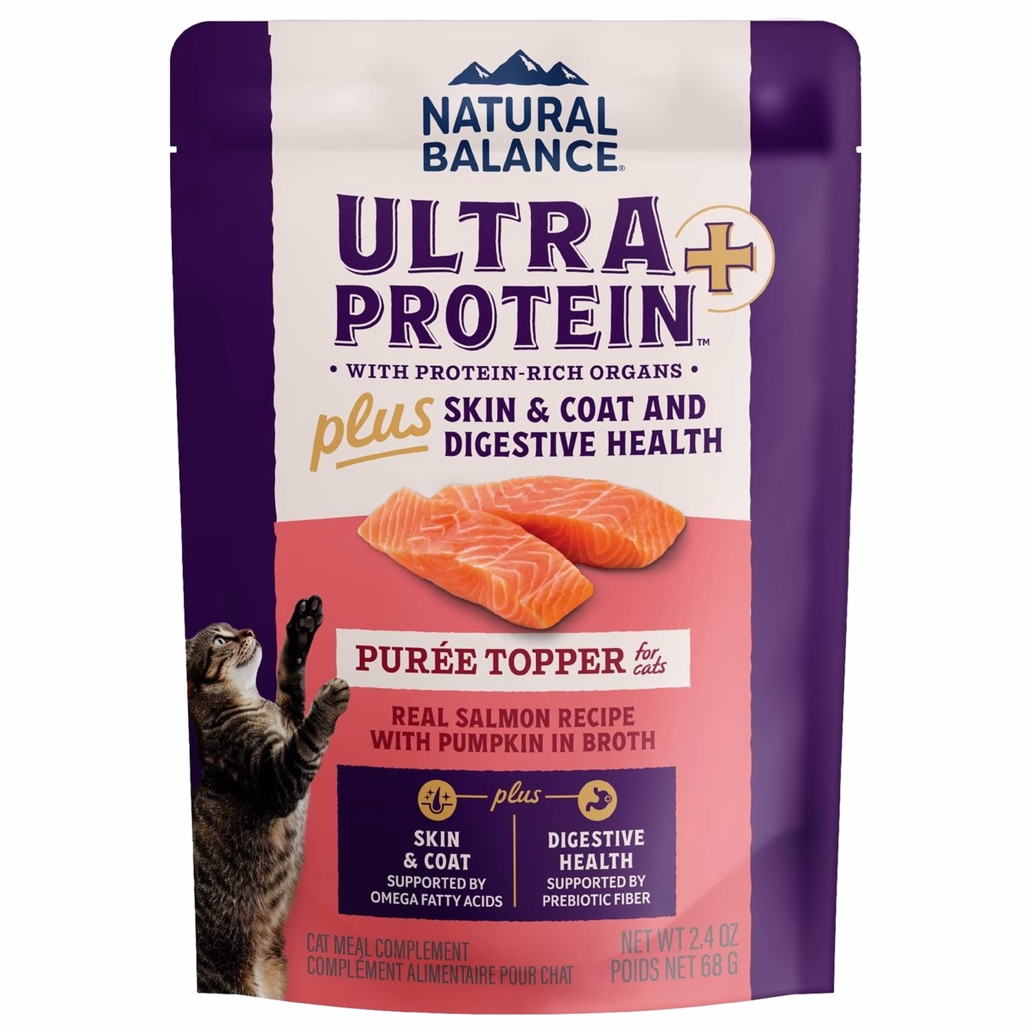 Natural Balance Cat Pouch - Ultra Protein+ Skin & Coat & Digestive Health - Salmon with Pumpkin Puree 2.4oz