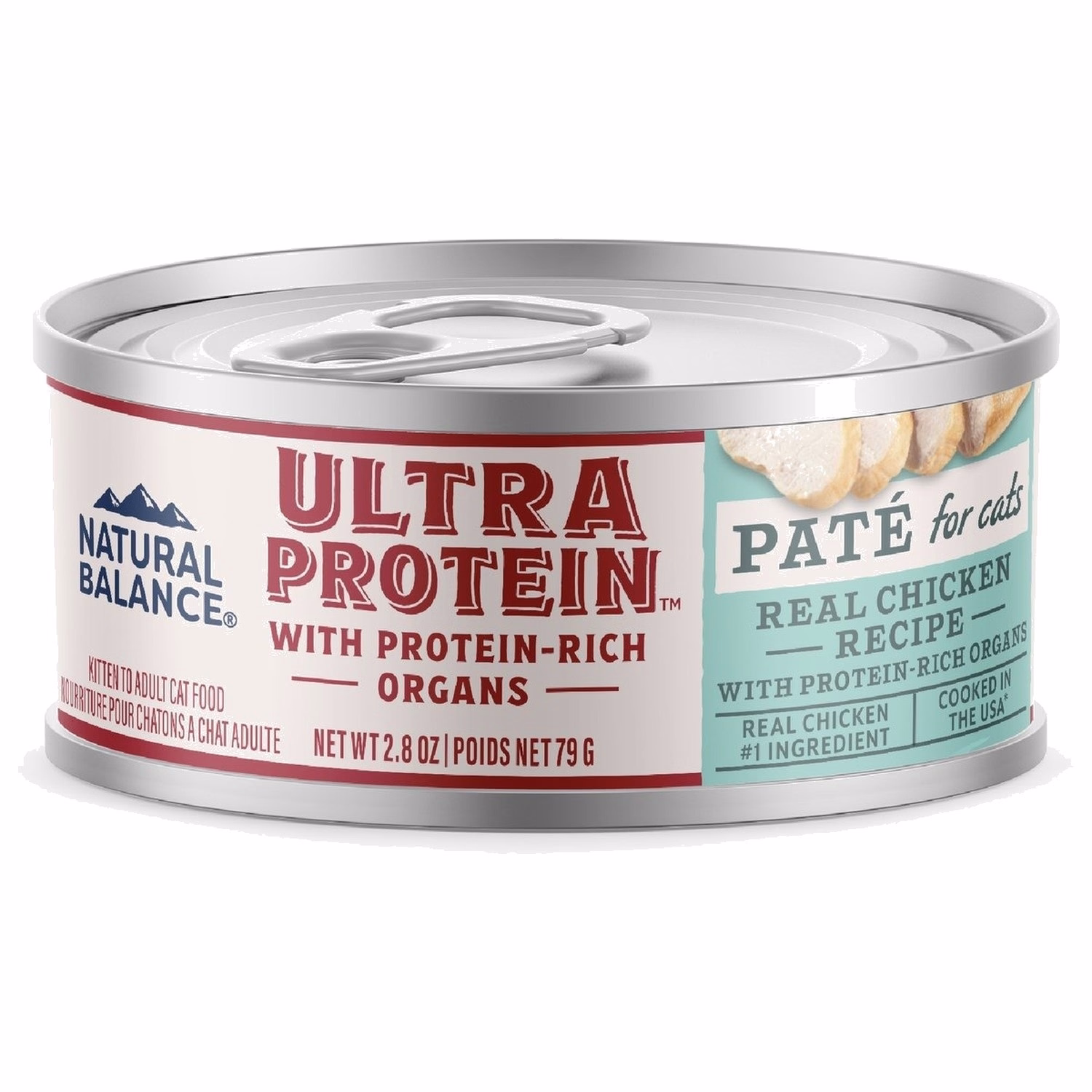Natural Balance Cat Canned Food - Ultra Protein - Chicken with Protein-Rich Organs Pate 2.8oz