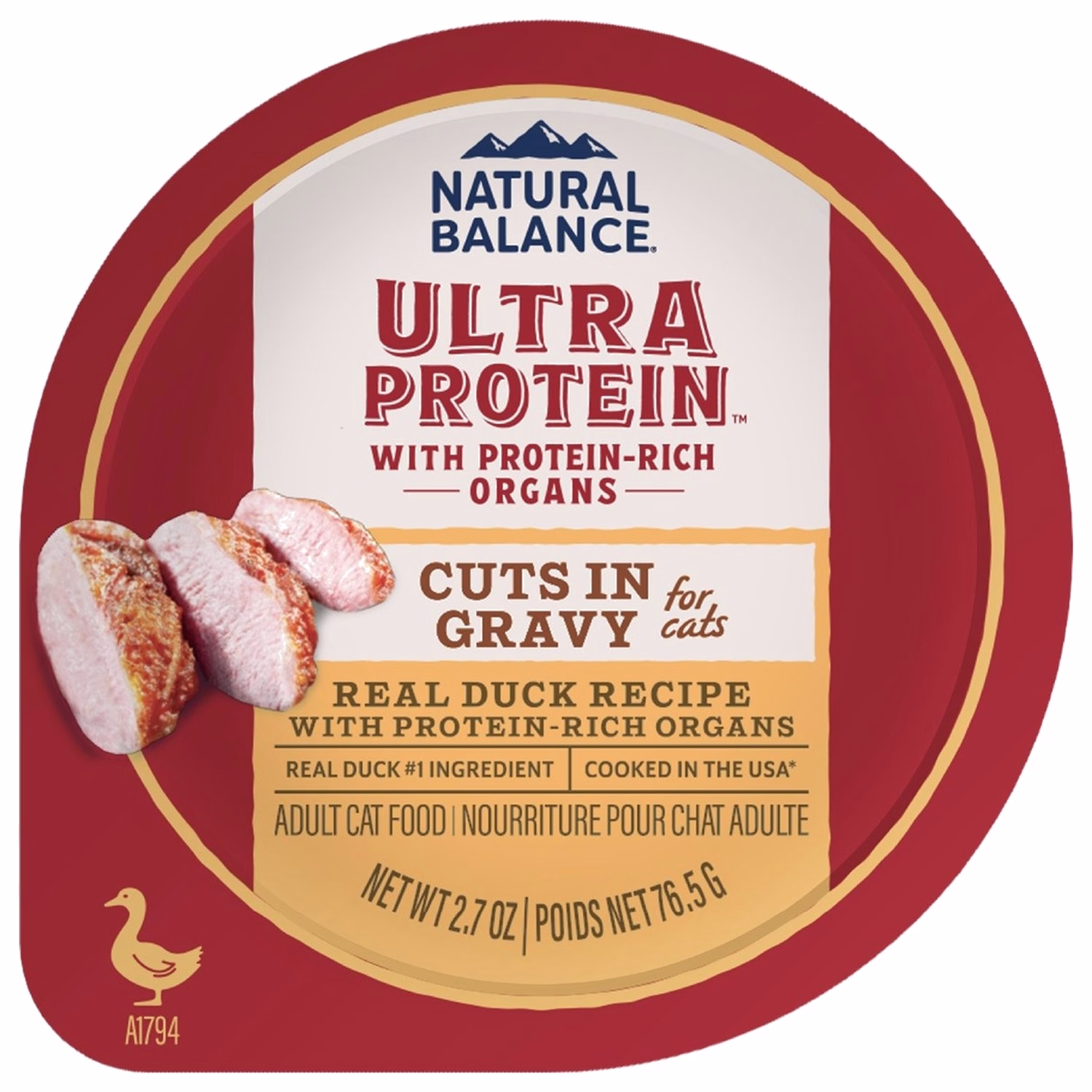 Natural Balance Cat Cup - Ultra Protein - Duck with Protein-Rich Organs Cuts in Gravy 2.7oz