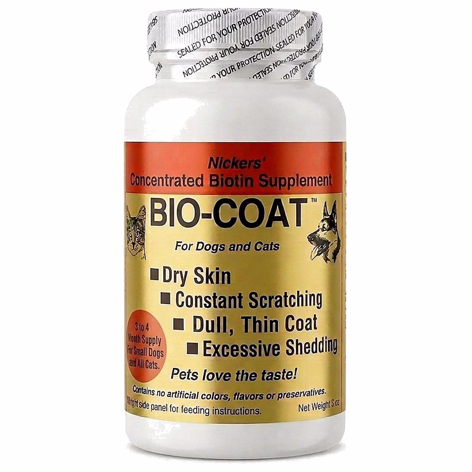 Nickers Bio-Coat Cat & Dog Supplement - Concentrated Biotin Coat Booster Powder