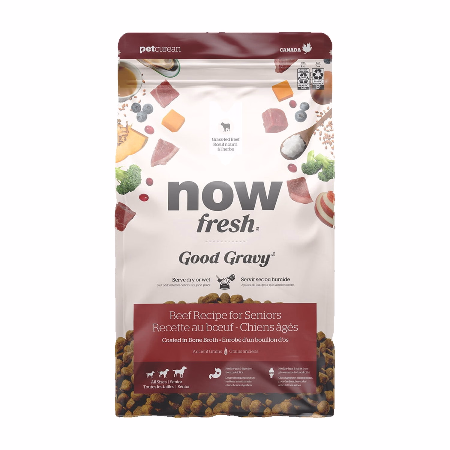 NOW Fresh 無榖物老狗乾糧 - 香濃火雞骨湯外層乾糧 - 牛肉配方(含古代穀物)