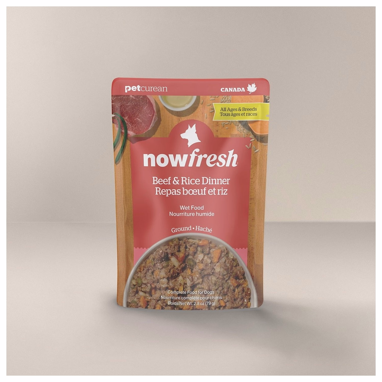 Now Fresh Dog Pouch - Beef & Rice Dinner 2.8oz | 79g