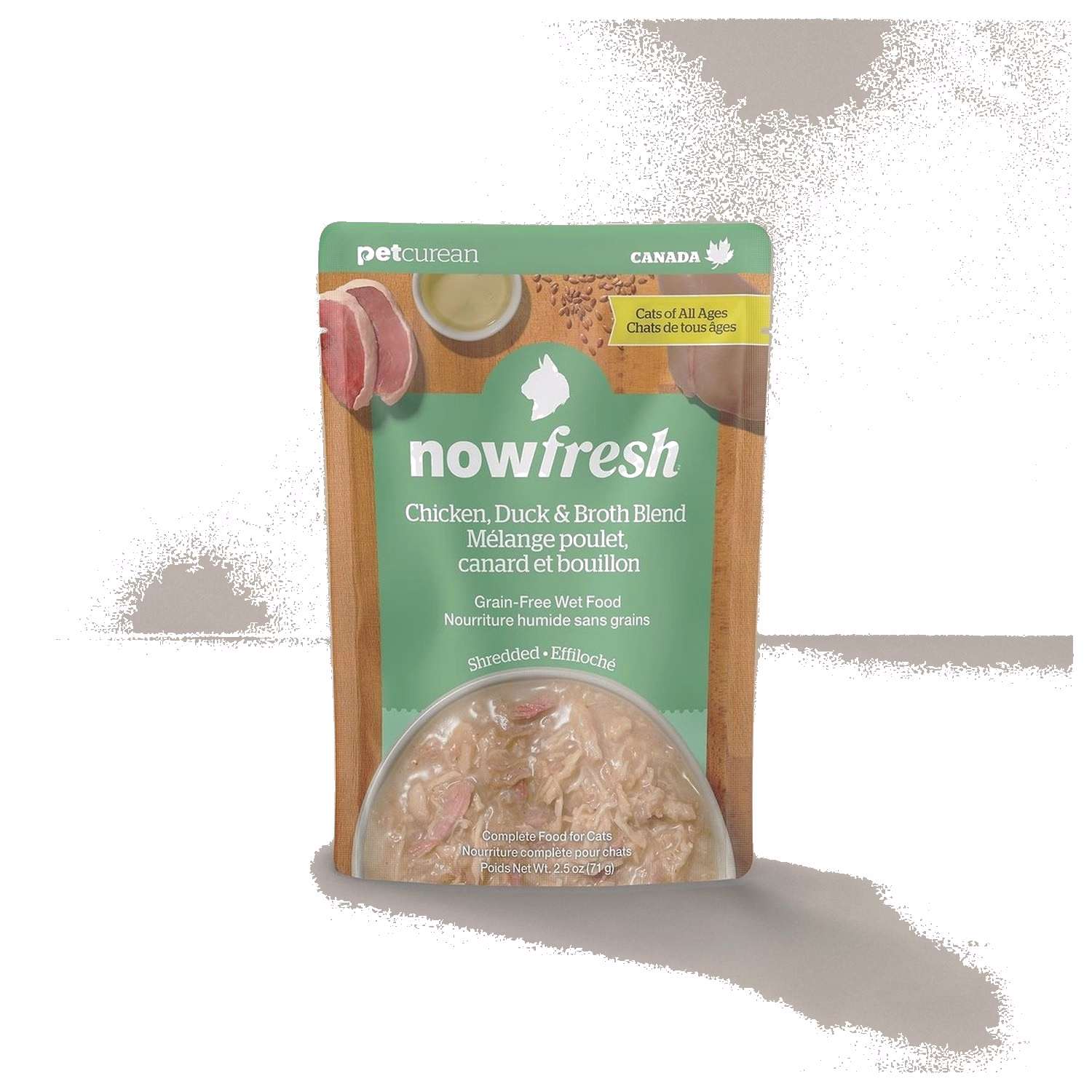 Now Fresh Cat Pouch - Shredded Chicken Duck & Broth Blend 2.5oz | 71g