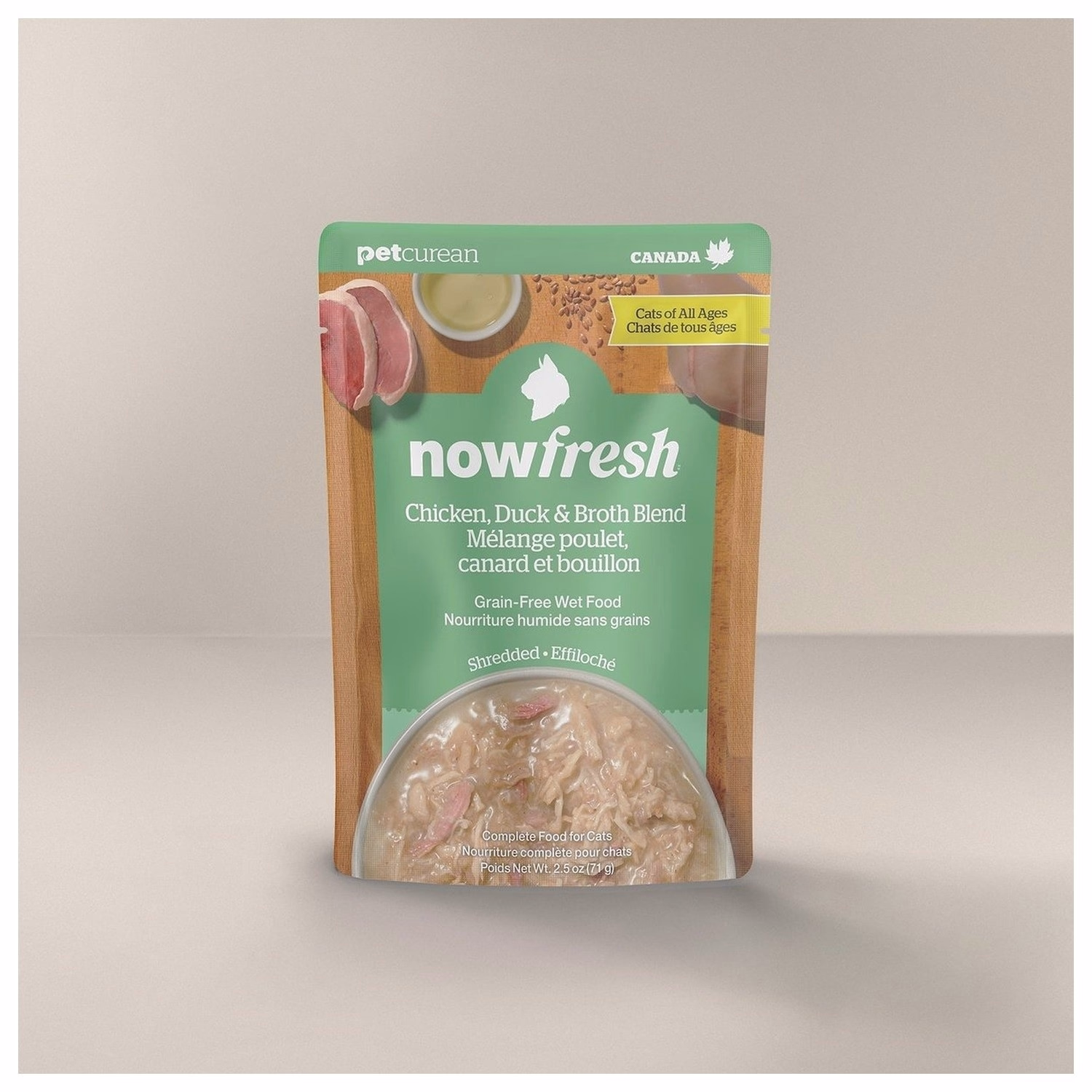 Now Fresh Cat Pouch - Shredded Chicken Duck & Broth Blend 2.5oz | 71g