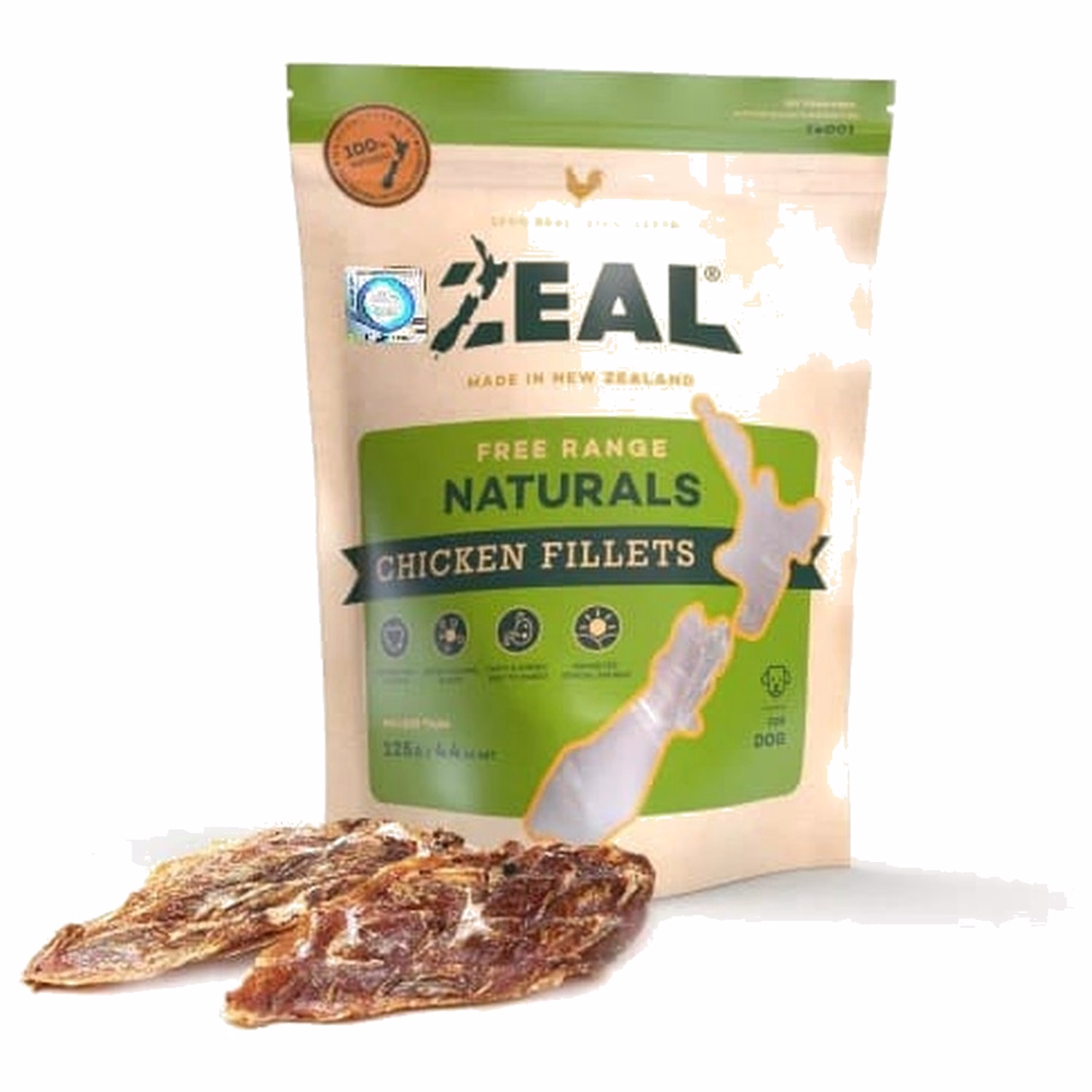 Zeal天然狗小食 - 紐西蘭走地雞肉片 125g