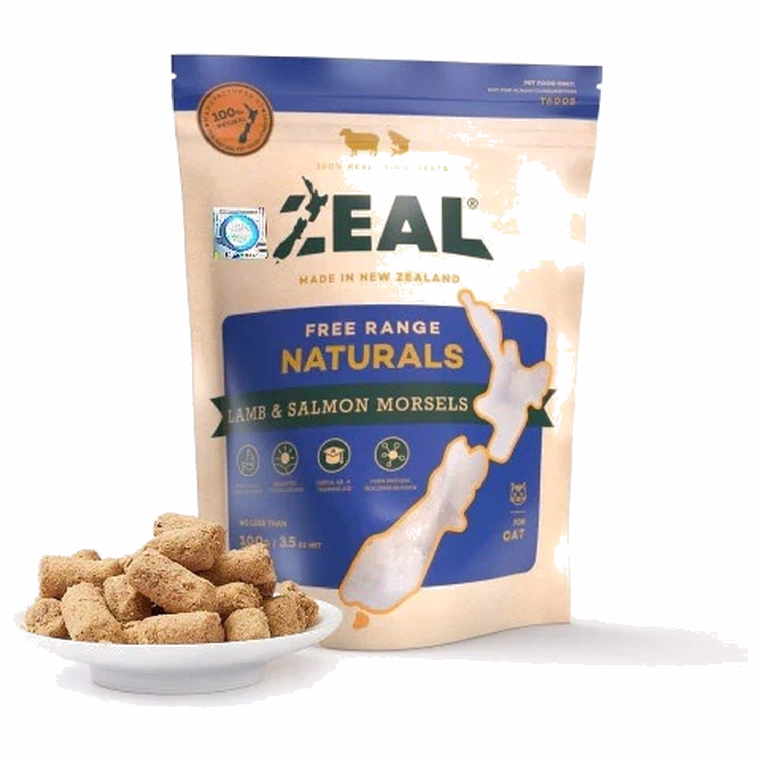 Zeal天然貓小食 - 凍乾脫水系列 - 羊肉三文魚 100g